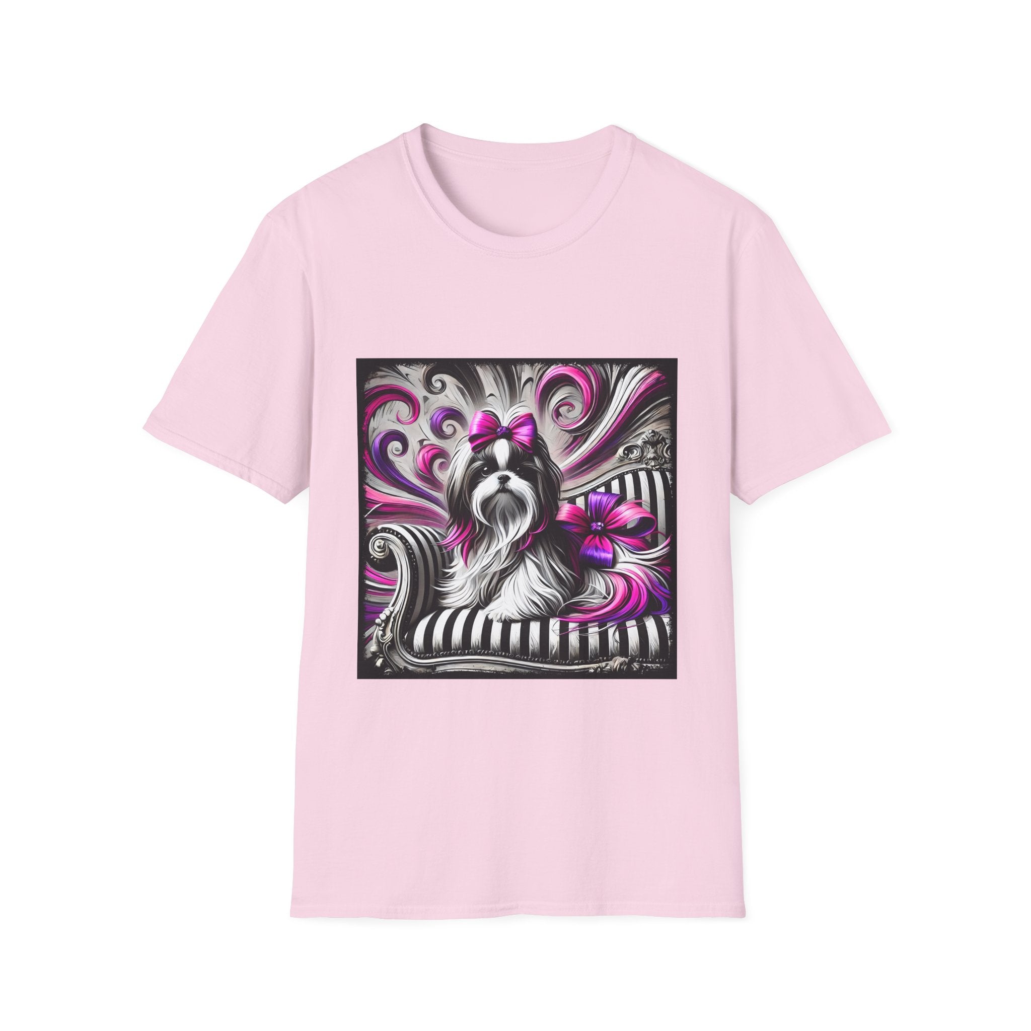 Shih Tzu B&W Pink Bow | Unisex Dog T-Shirt