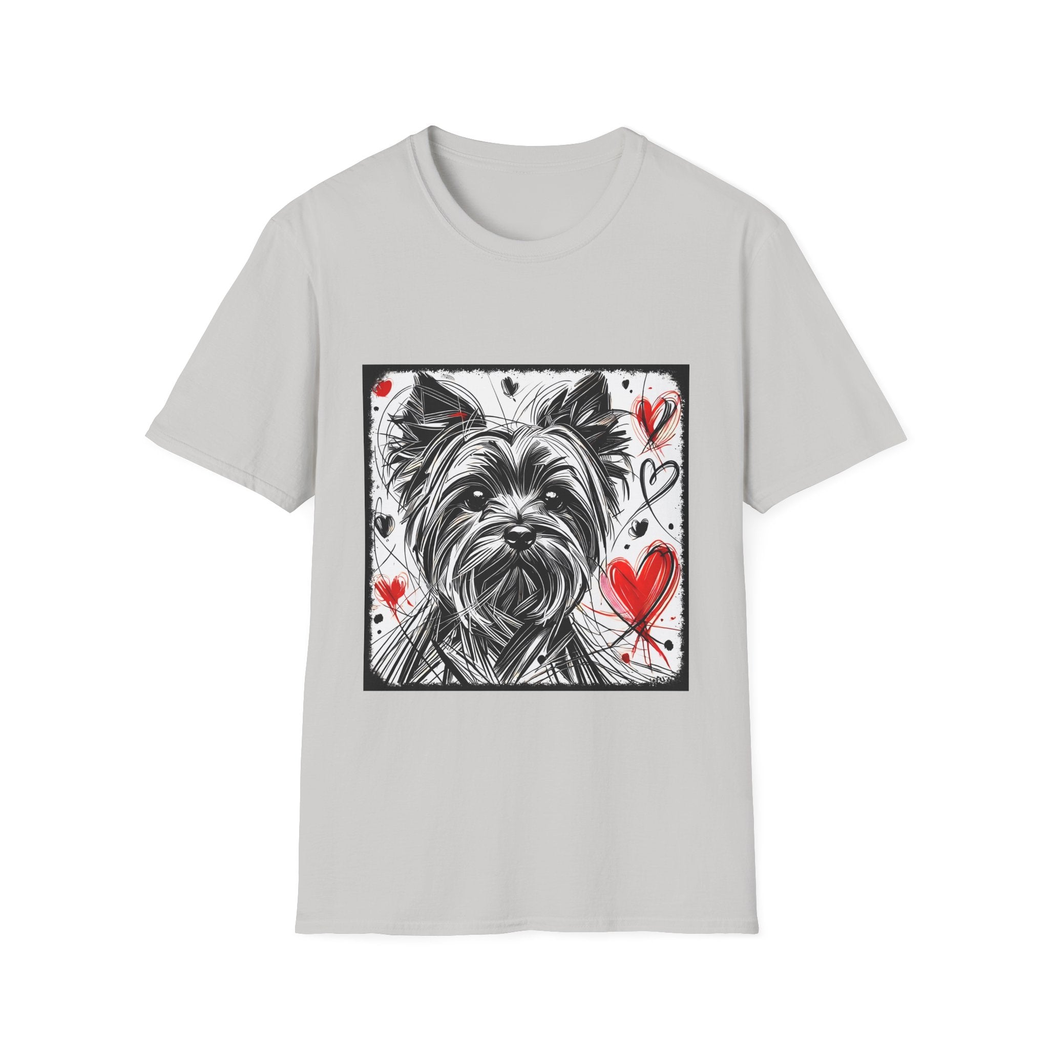 Yorkshire Terrier Bold Heart Sketch | Unisex Dog T-Shirt
