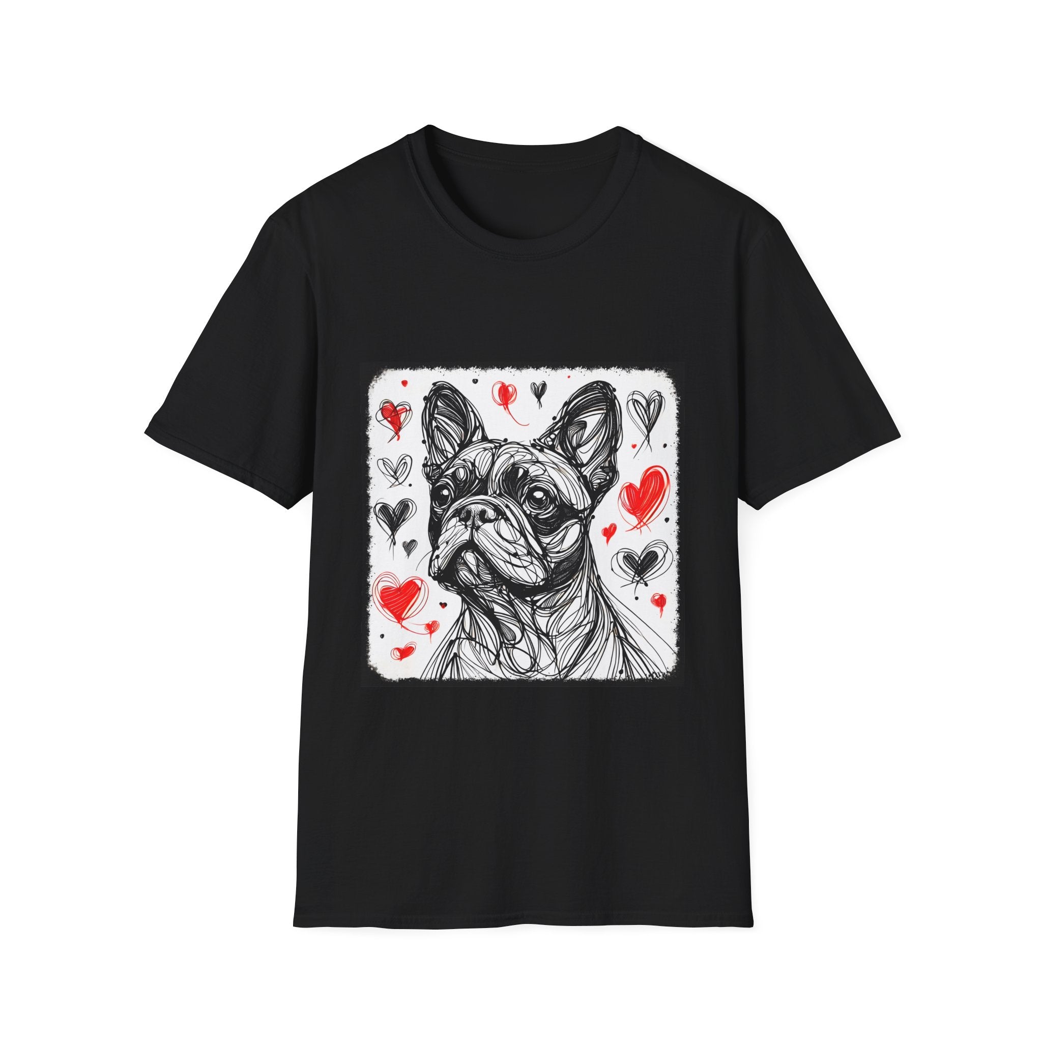 French bulldog Bold Heart Sketch | Unisex Dog T-Shirt