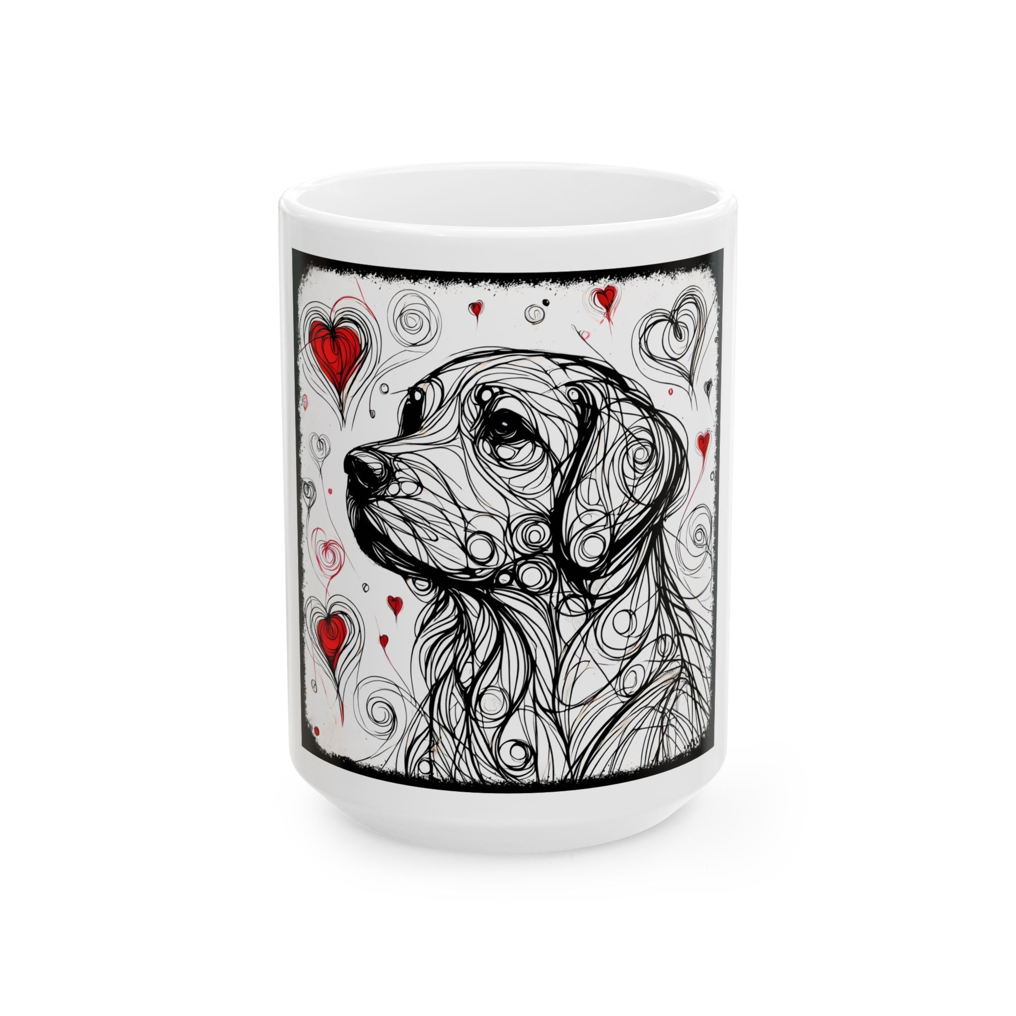 Golden Retriever Bold Heart Sketch | Dog Themed Ceramic Mug