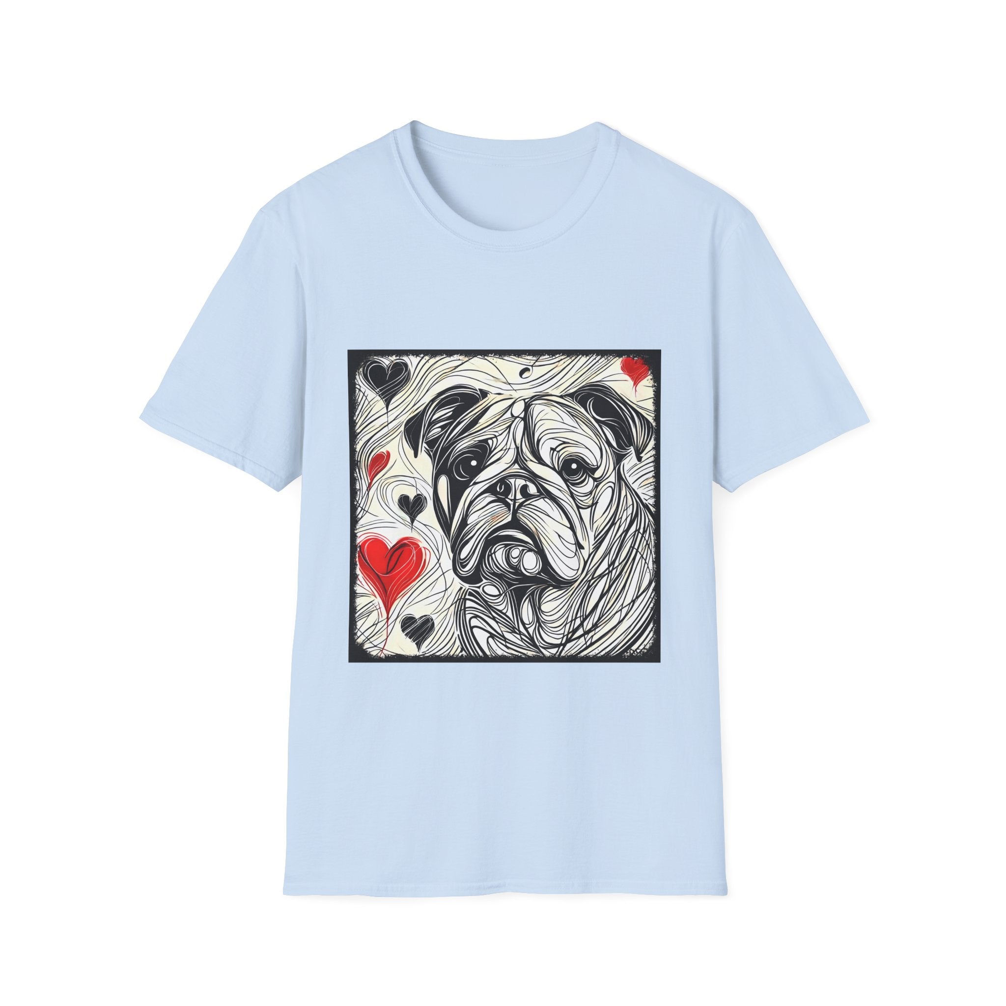 Bulldog Bold Heart Sketch | Unisex Dog T-Shirt