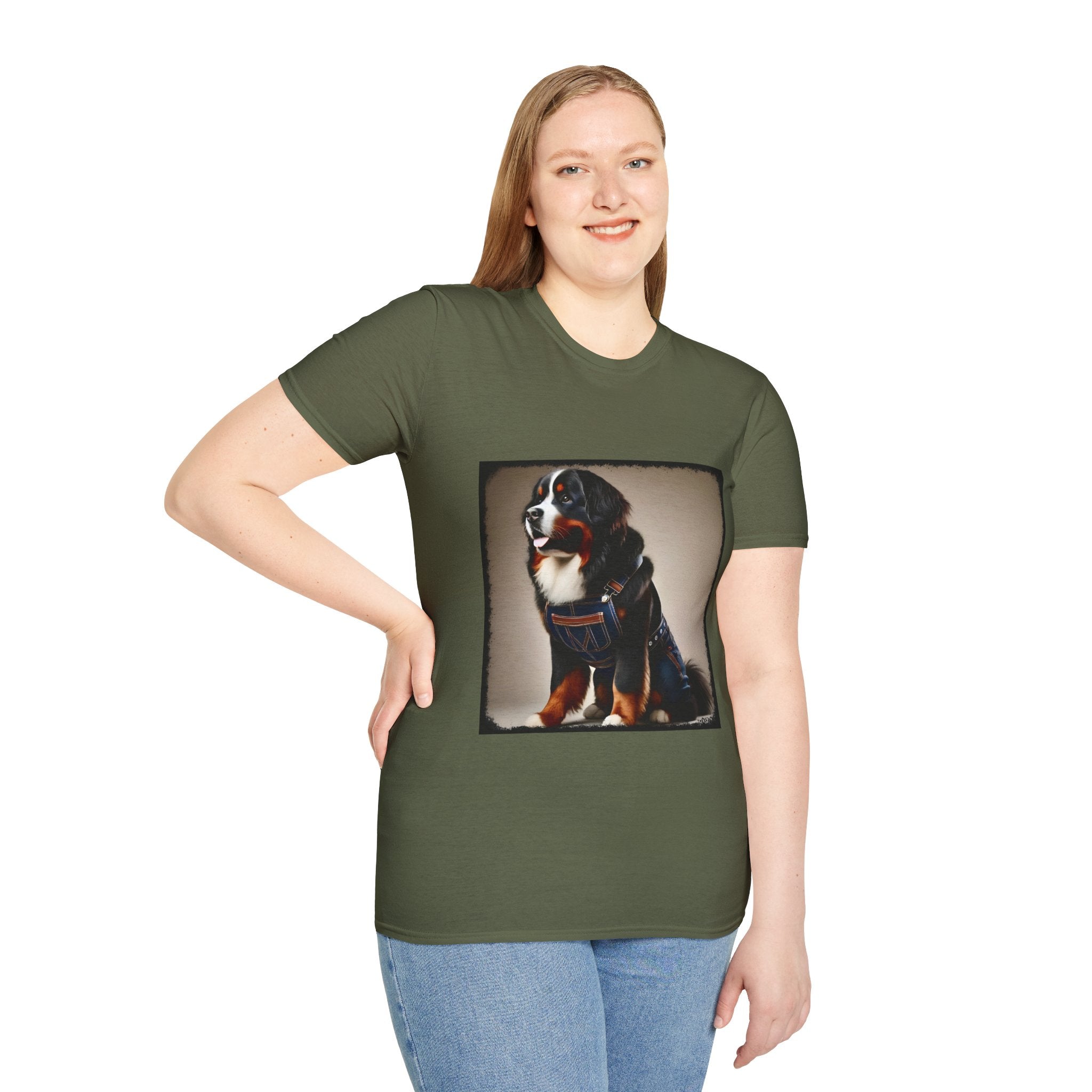 Bernese Mountain Dog Denim Darling | Unisex Dog T-Shirt
