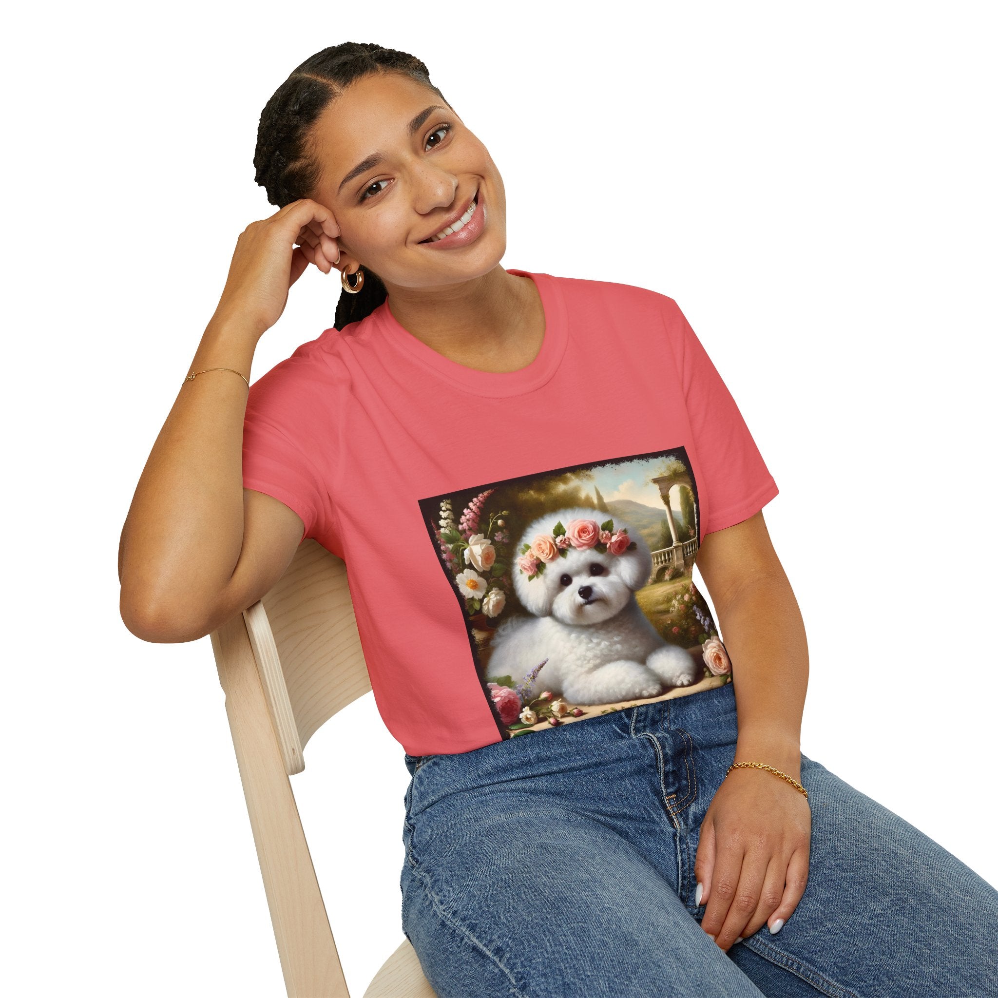 Bichon Frise Rose Pup | Unisex Dog T-Shirt