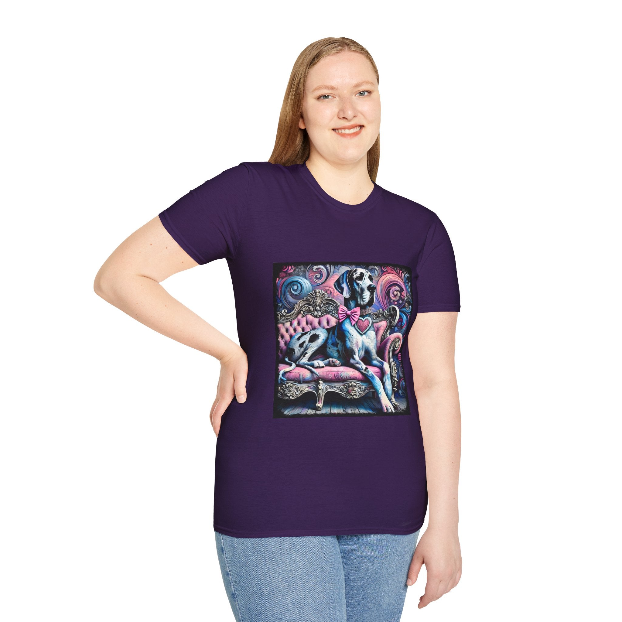 Great Dane Purple Heart Swirl | Unisex Dog T-Shirt