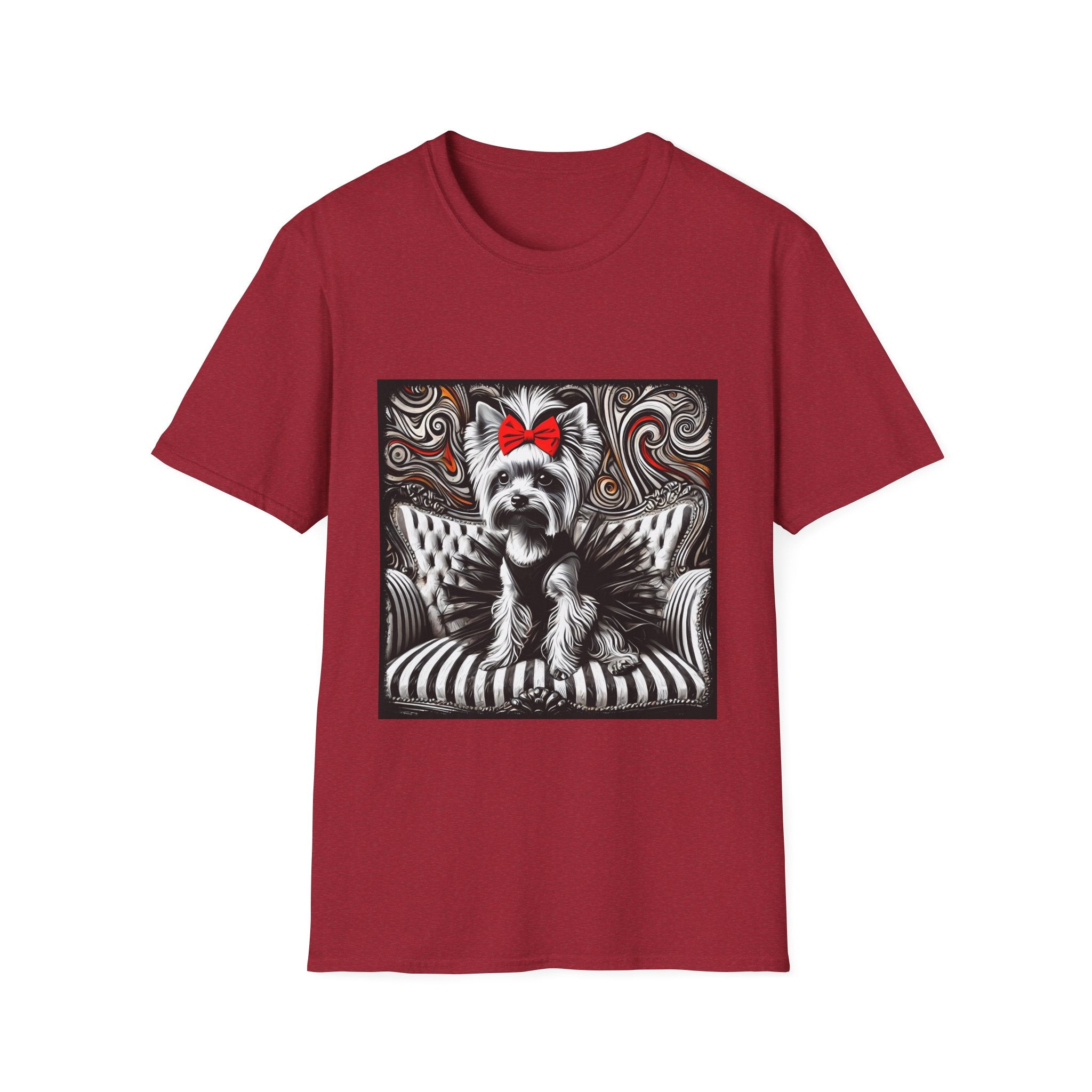 Yorkshire Terrier B&W Red Bow Bold | Unisex Dog T-Shirt