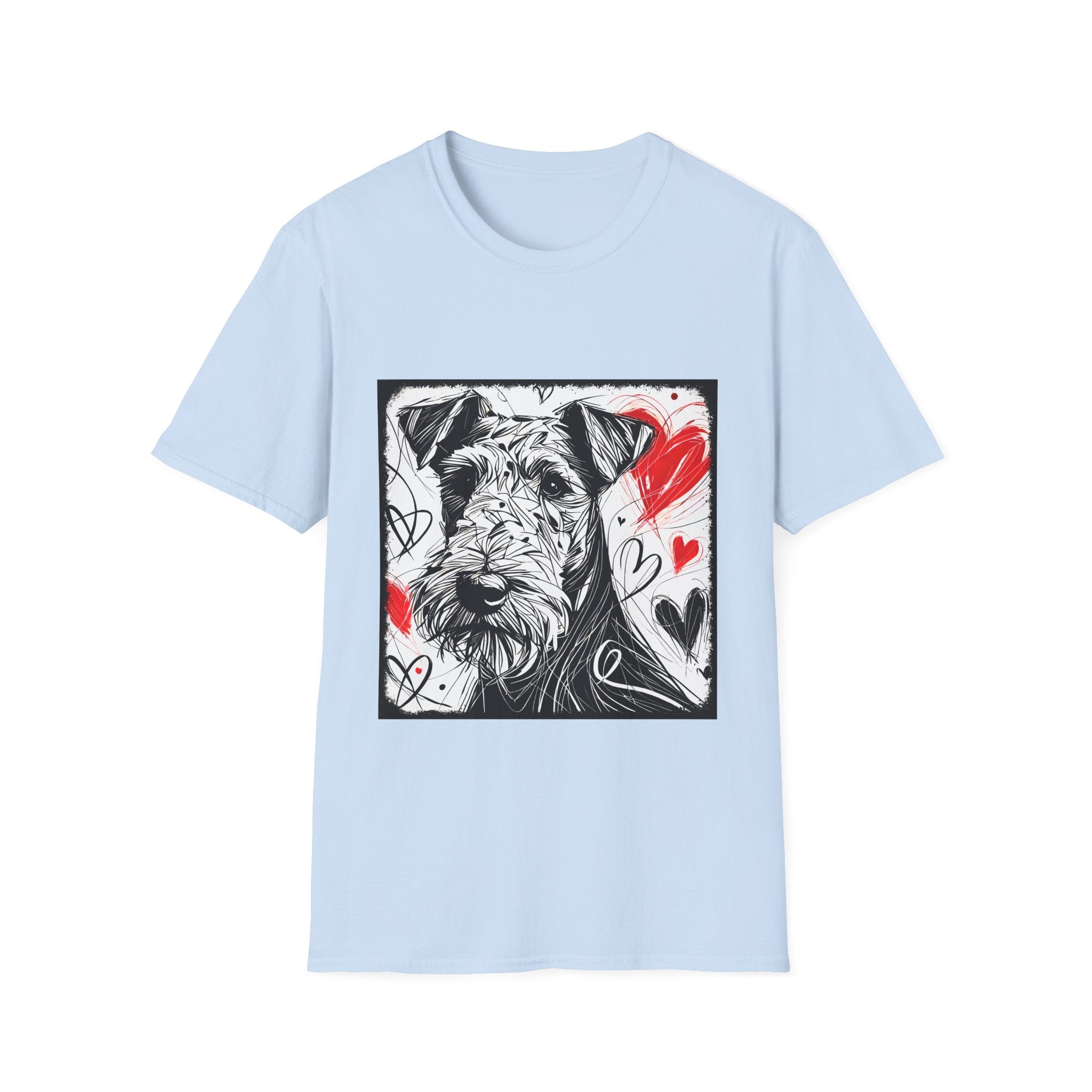 Airedale Terrier Bold Heart Sketch | Unisex Dog T-Shirt