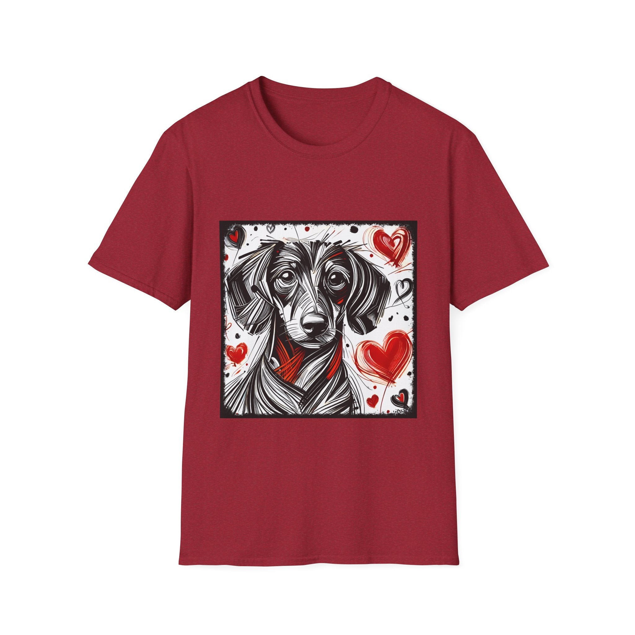 Dachshund Bold Heart Sketch | Unisex Dog T-Shirt
