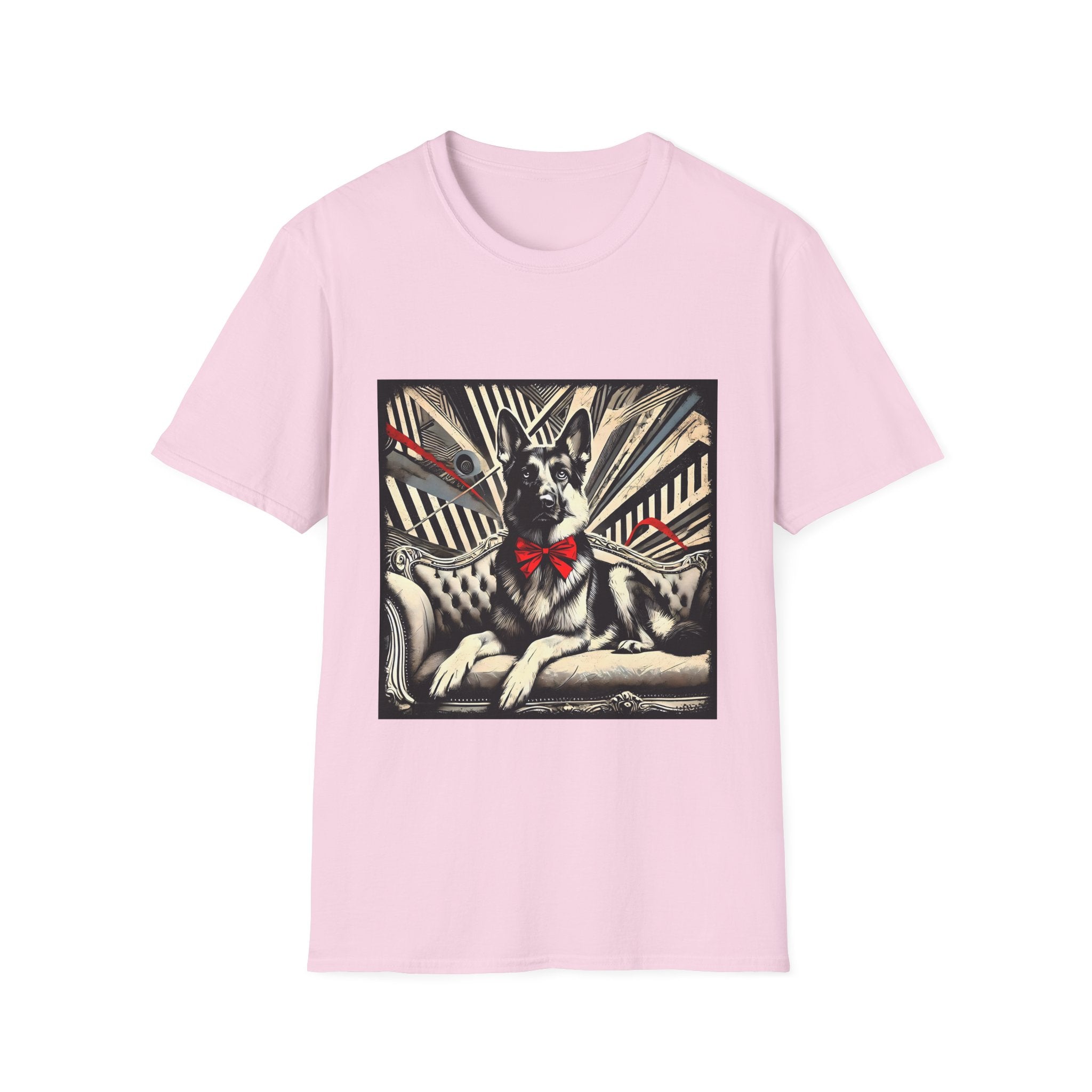 German Shepherd B&W Red Bow | Unisex Dog T-Shirt