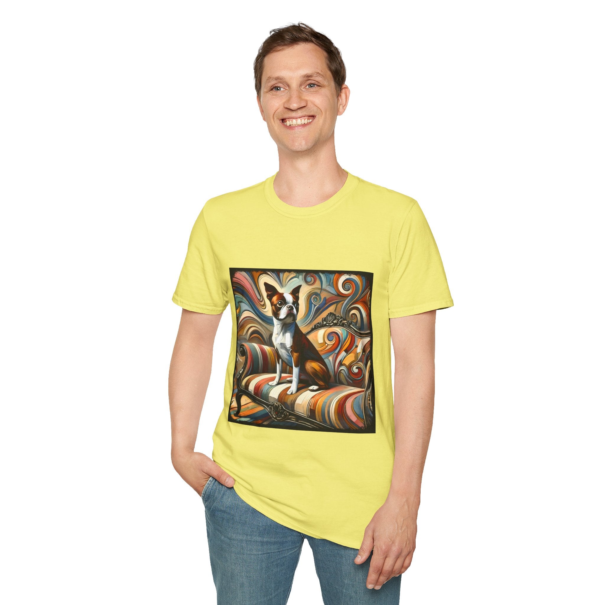 Boston Terrier Warm Swirl | Unisex Dog T-Shirt