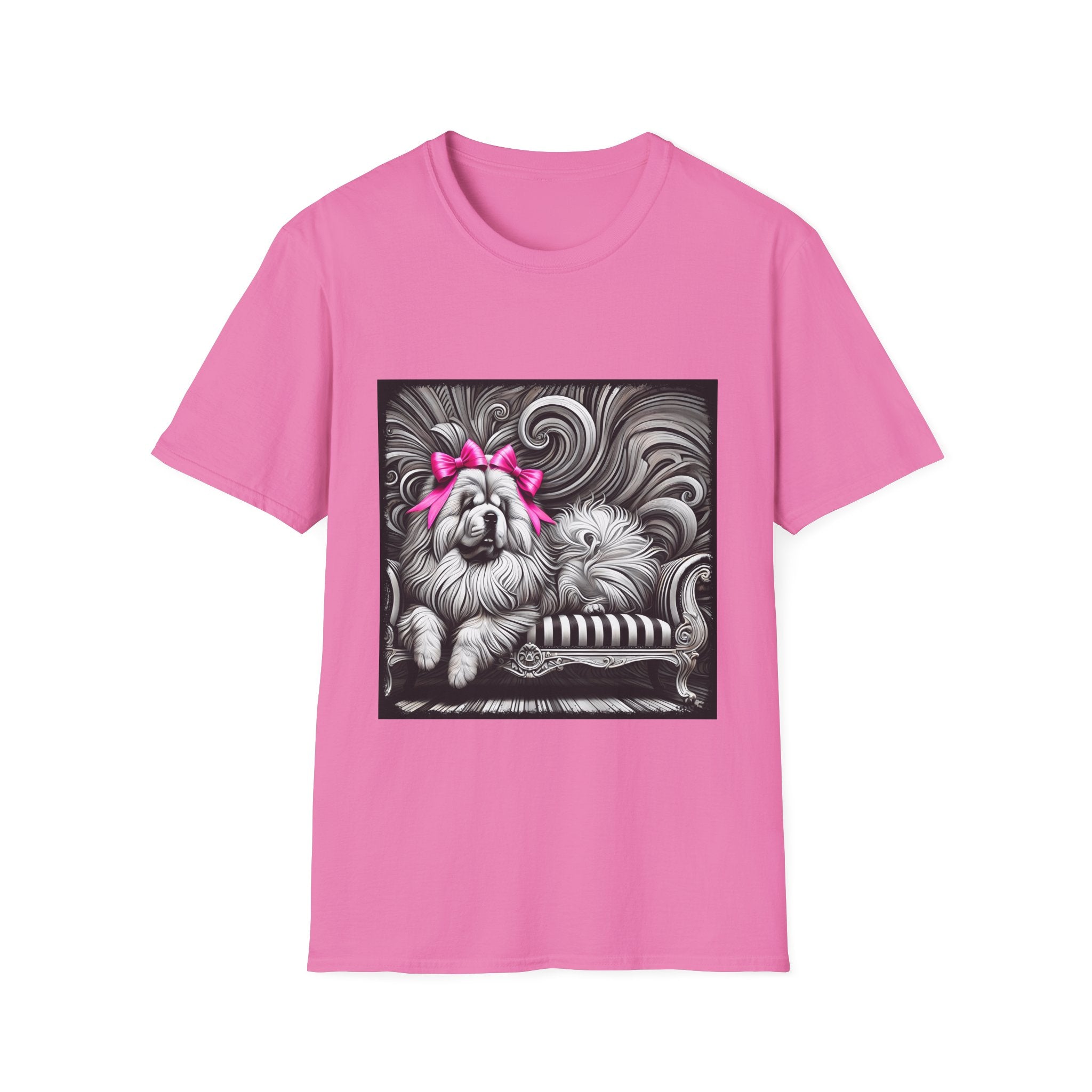 Chow Chow B&W Pink Bow | Unisex Dog T-Shirt