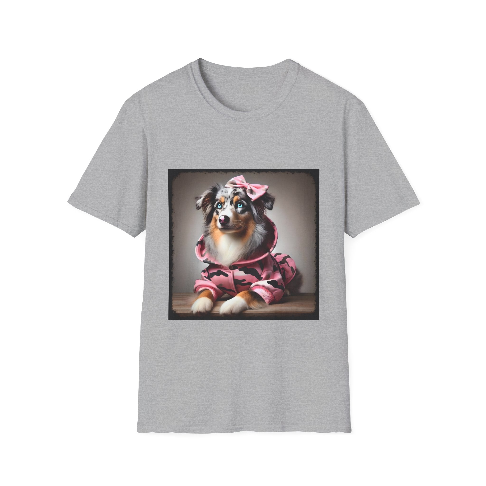 Miniature American Shepherd Pink Camo Cutie | Unisex Dog T-Shirt