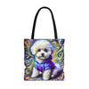 Bichon Frise Electric Swirl | Dog Themed Tote Bag