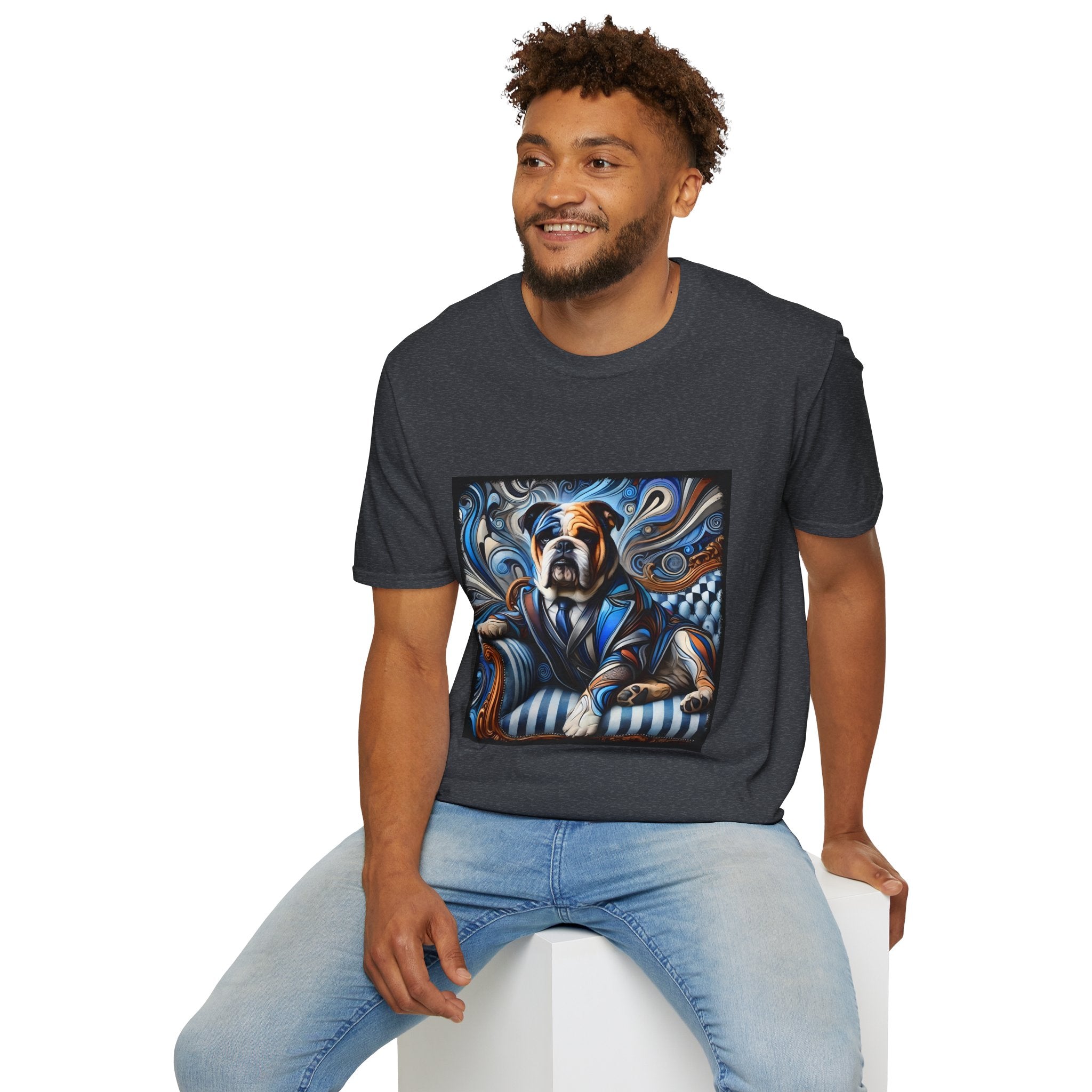 Bulldog Blue Swirl | Unisex Dog T-Shirt