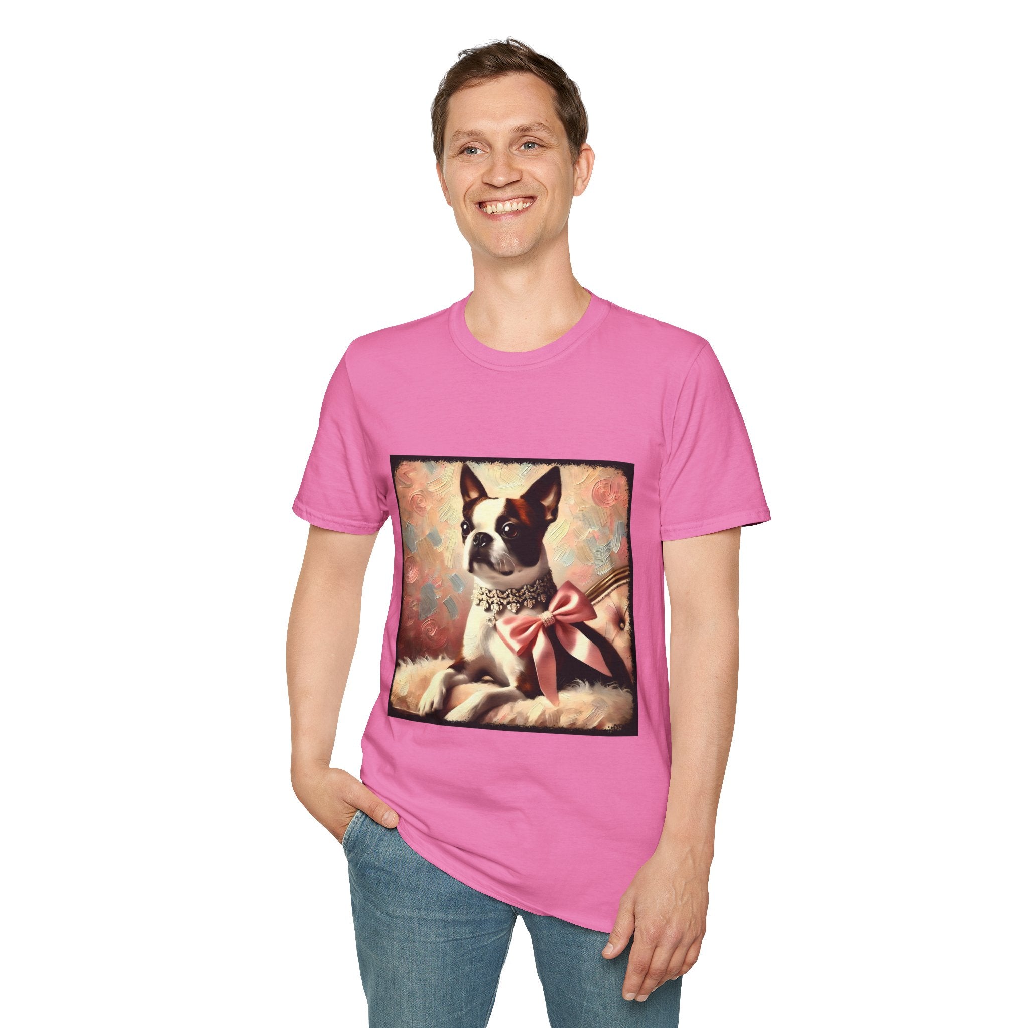Boston Terrier Pink Bow Classic | Unisex Dog T-Shirt
