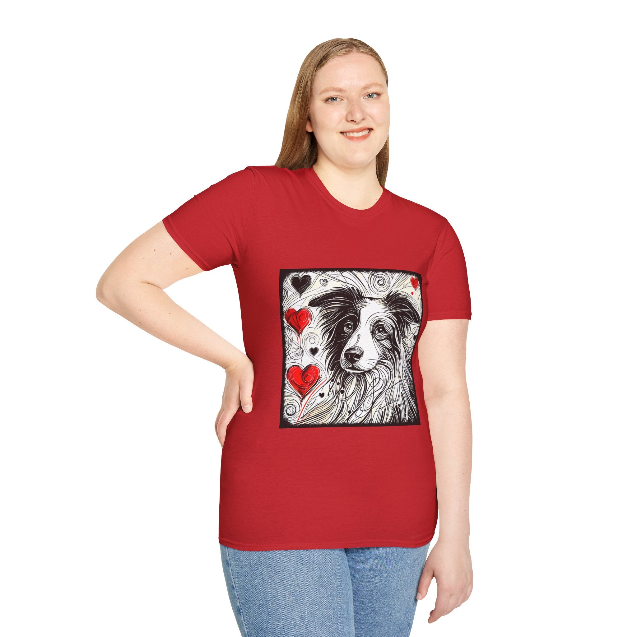 Border Collie Bold Heart Sketch | Unisex Dog T-Shirt