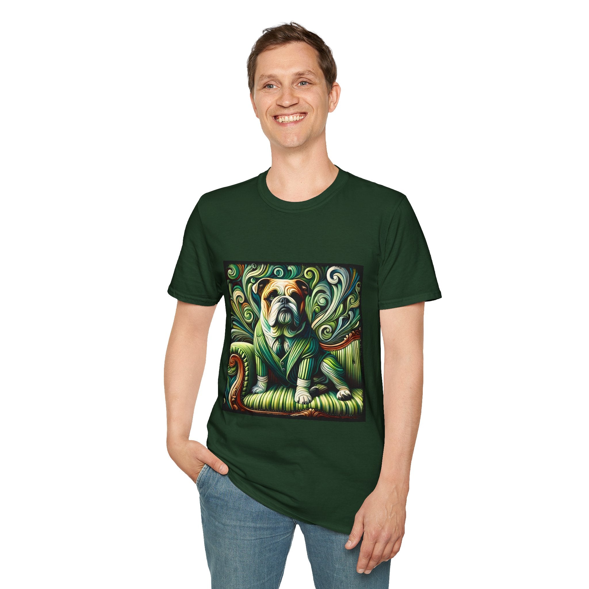 Bulldog Green Swirl | Unisex Dog T-Shirt