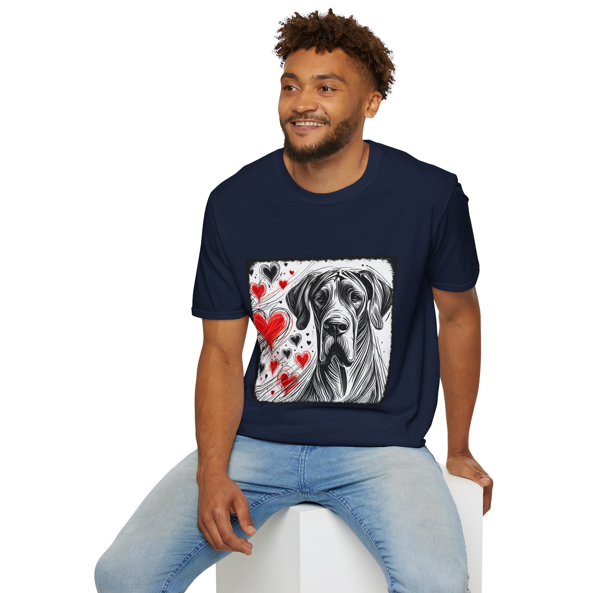 Great Dane Bold Heart Sketch | Unisex Dog T-Shirt
