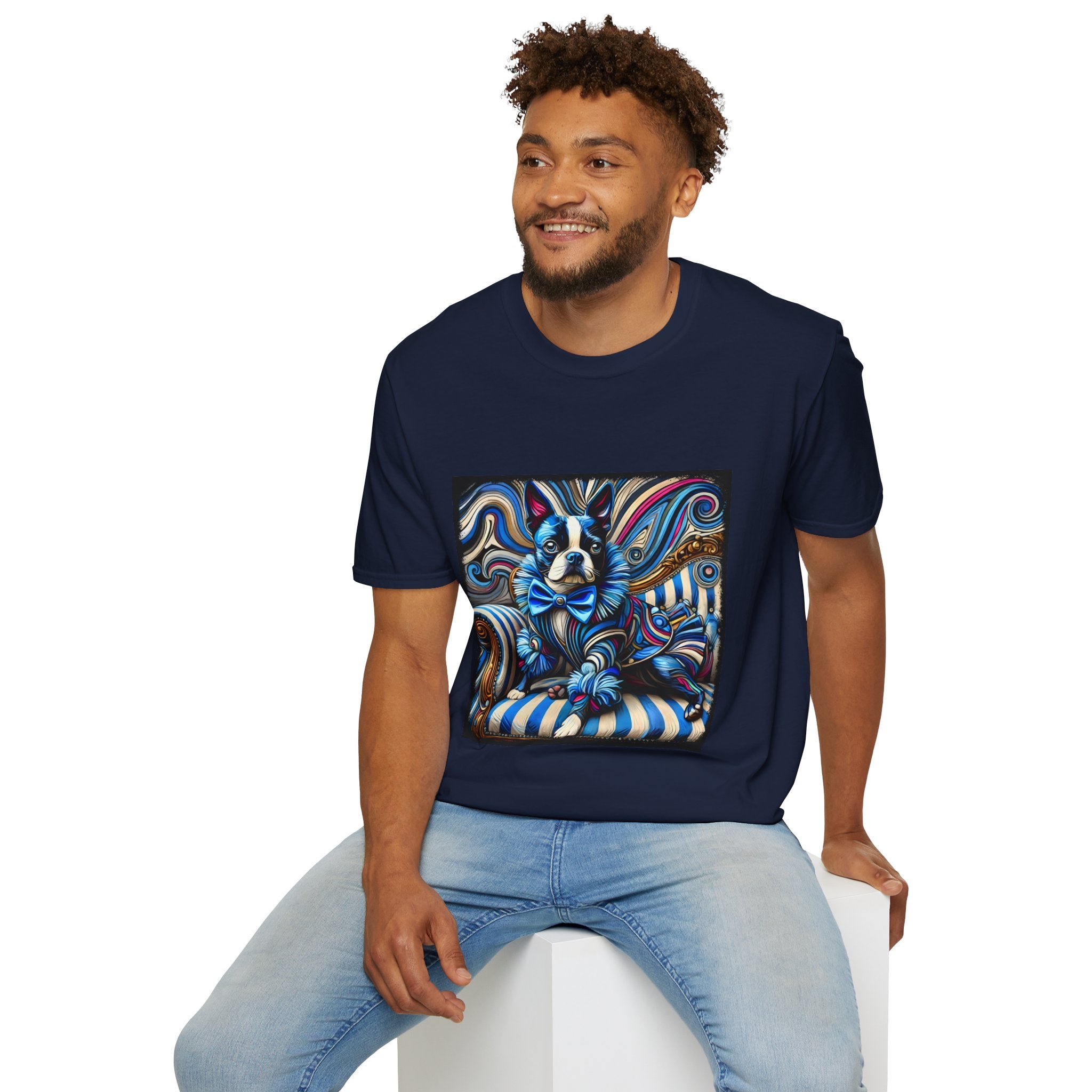 Boston Terrier Blue Rocker | Unisex Dog T-Shirt