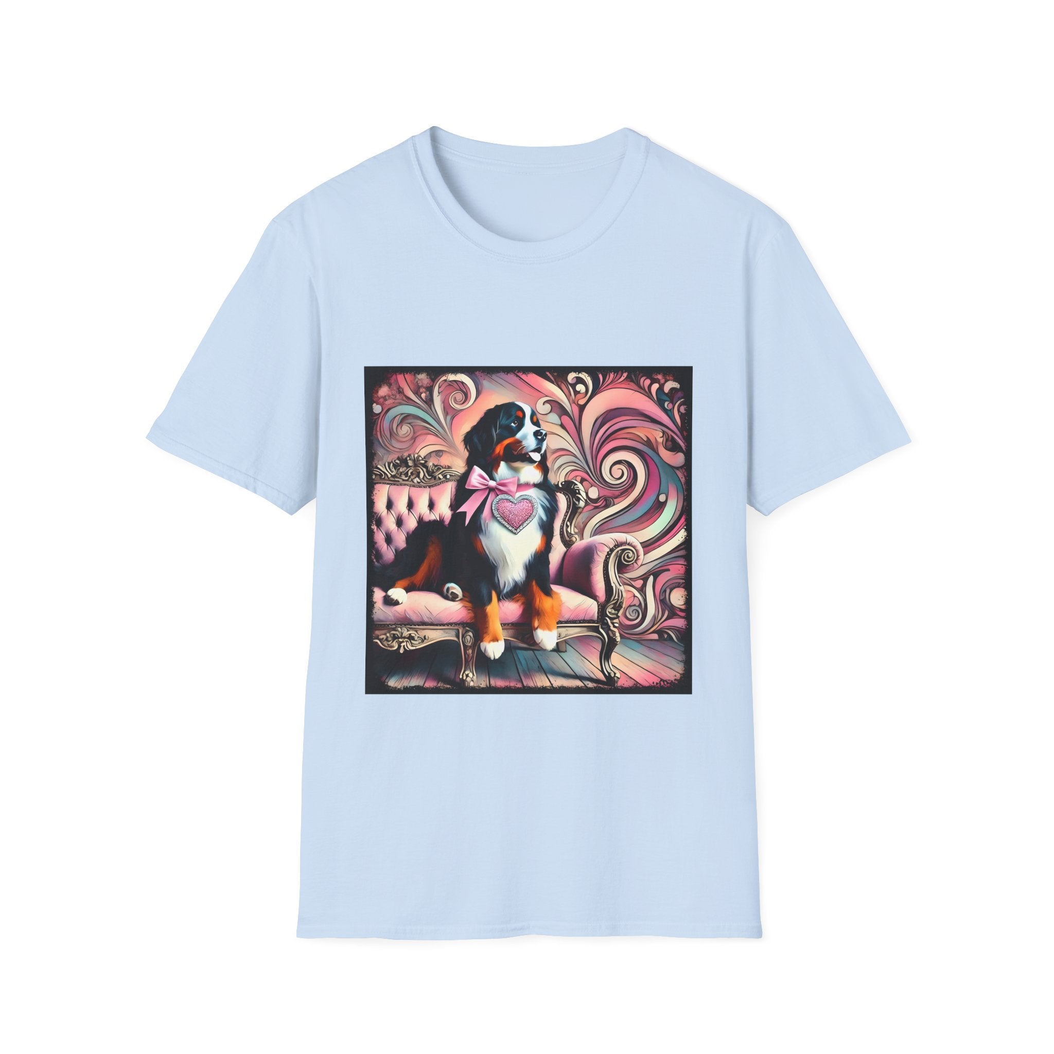 Bernese Mountain Dog Pink Swirl | Unisex Dog T-Shirt