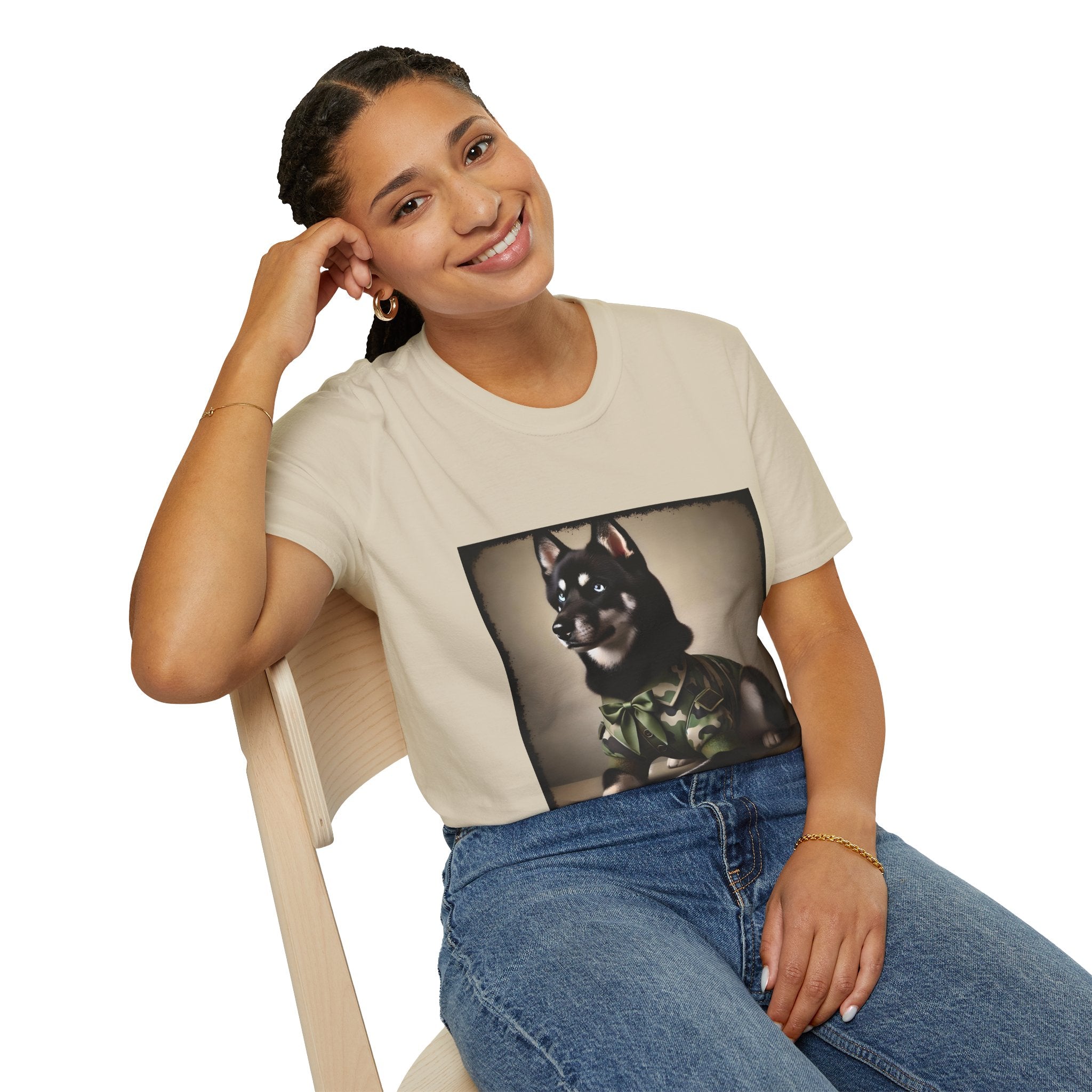 Siberian Husky Green Camo Cutie  | Unisex Dog T-Shirt