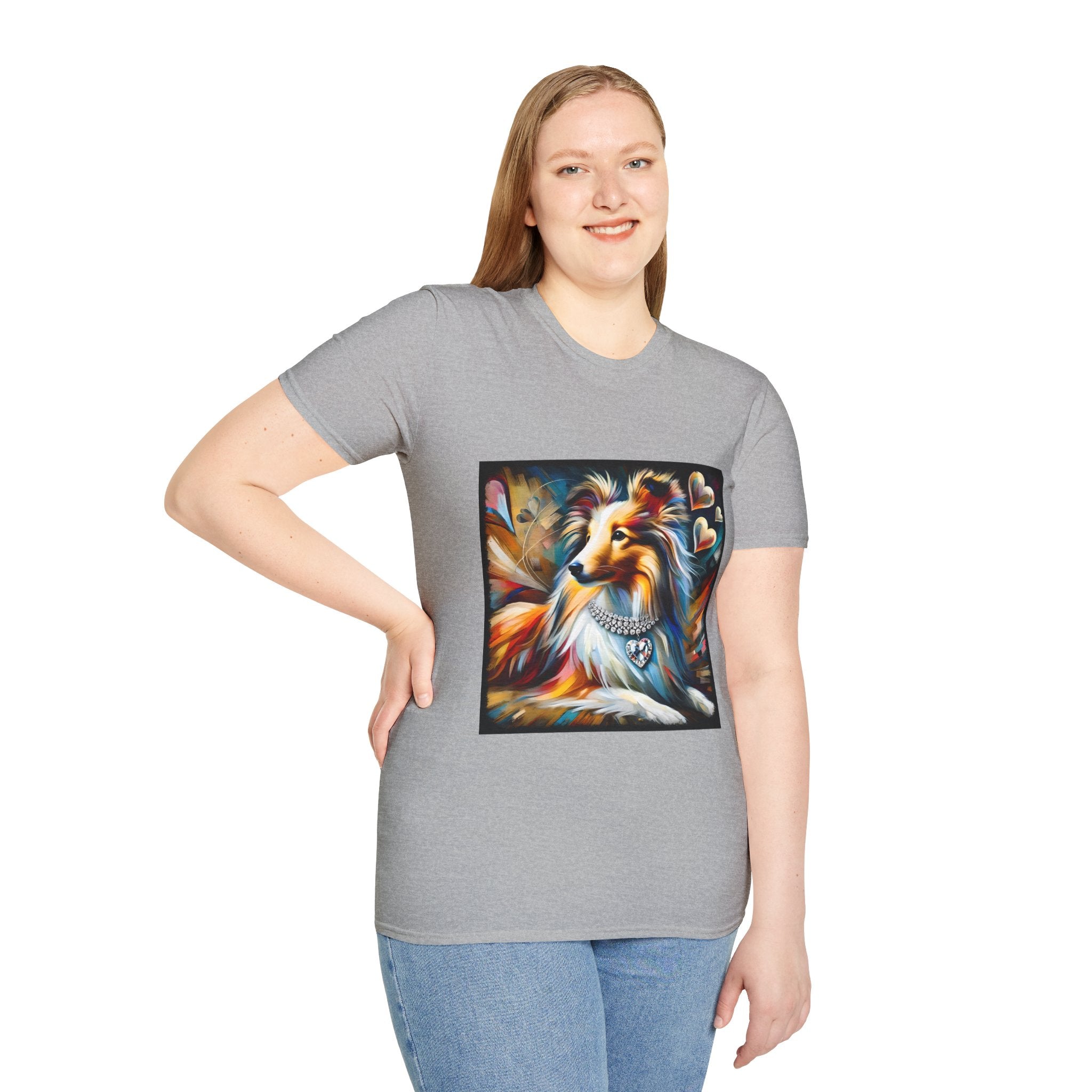 Shetland Sheepdog Diamond Heart Swirl | Unisex Dog T-Shirt