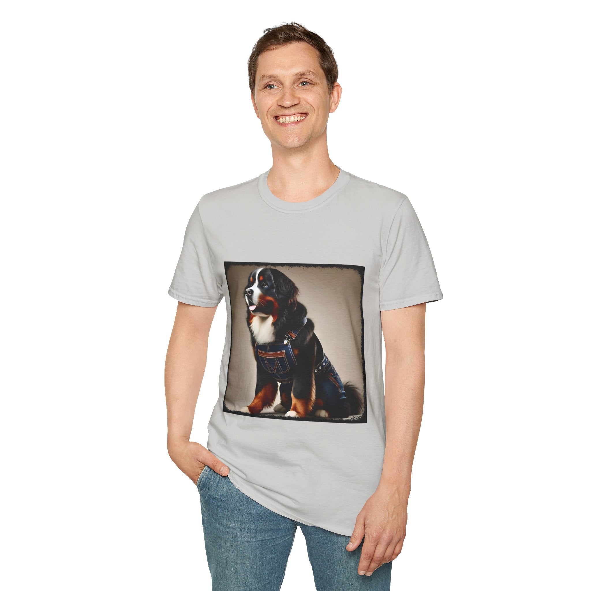 Bernese Mountain Dog Denim Darling | Unisex Dog T-Shirt