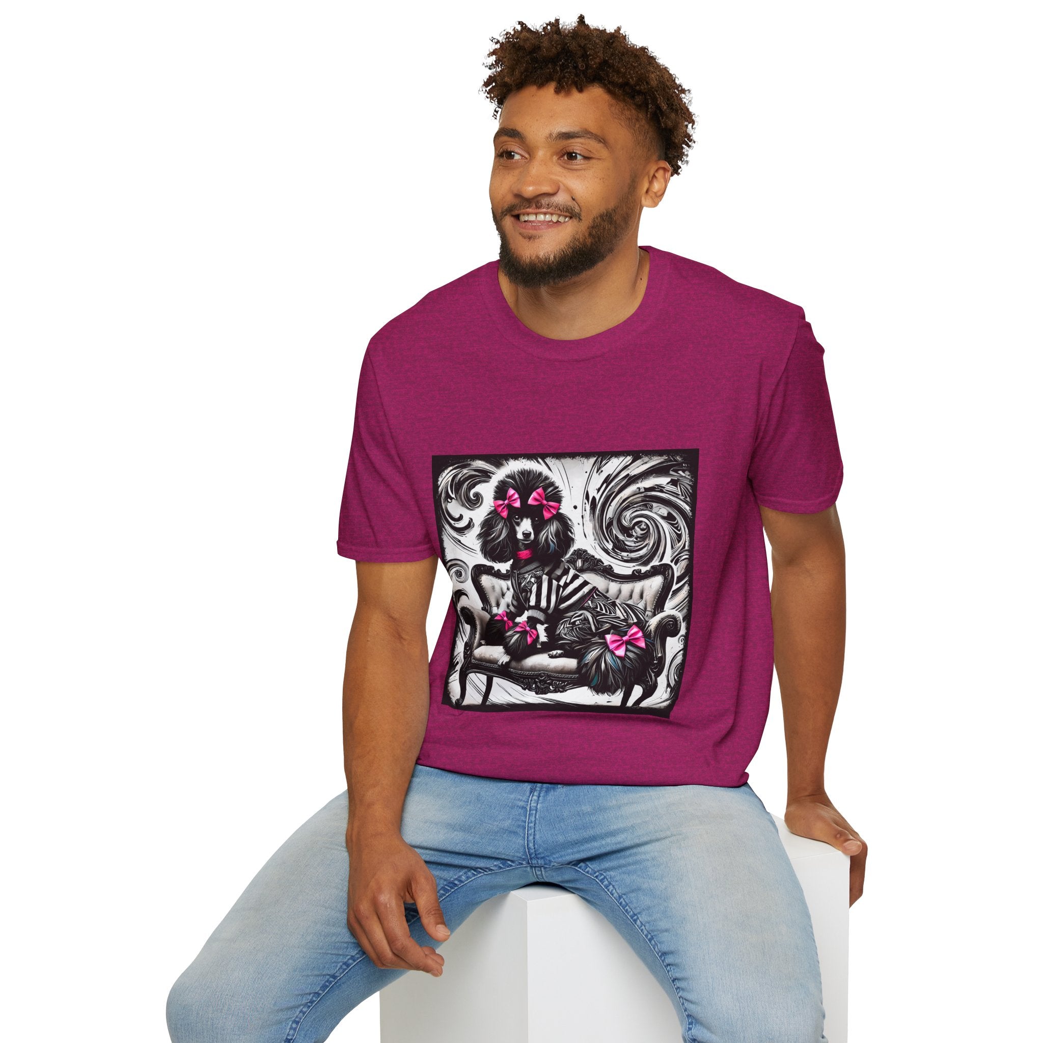 Poodle B&W Pink Bow Rocker | Unisex Dog T-Shirt