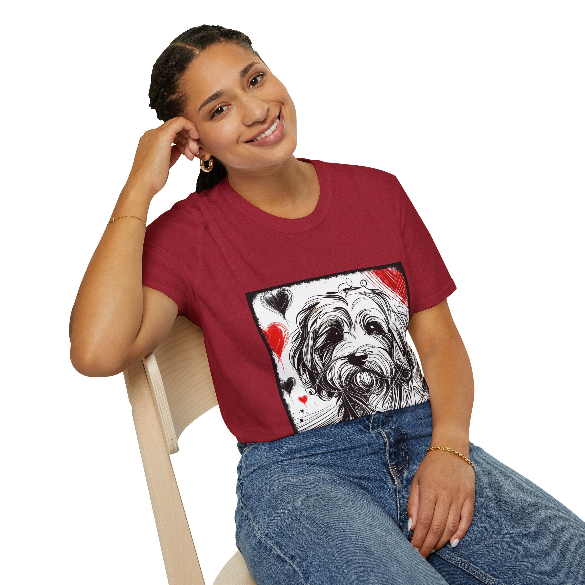 Cavapoo Bold Heart Sketch | Unisex Dog T-Shirt