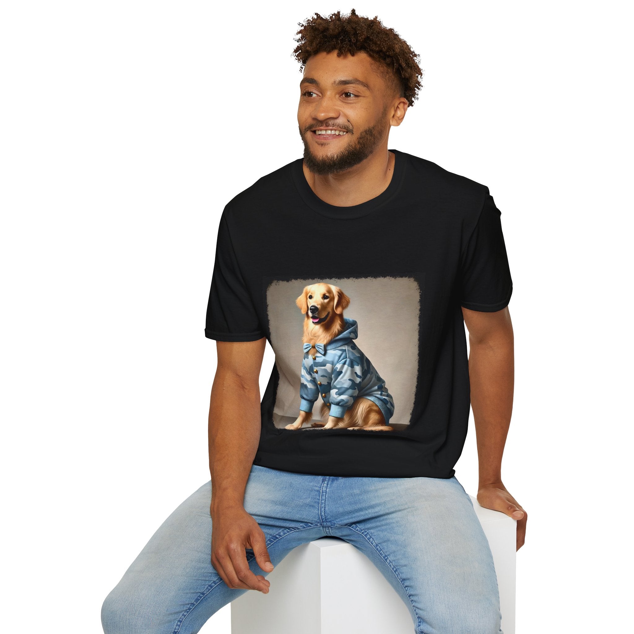 Golden Retriever Blue Camo Cutie | Unisex Softstyle T-Shirt