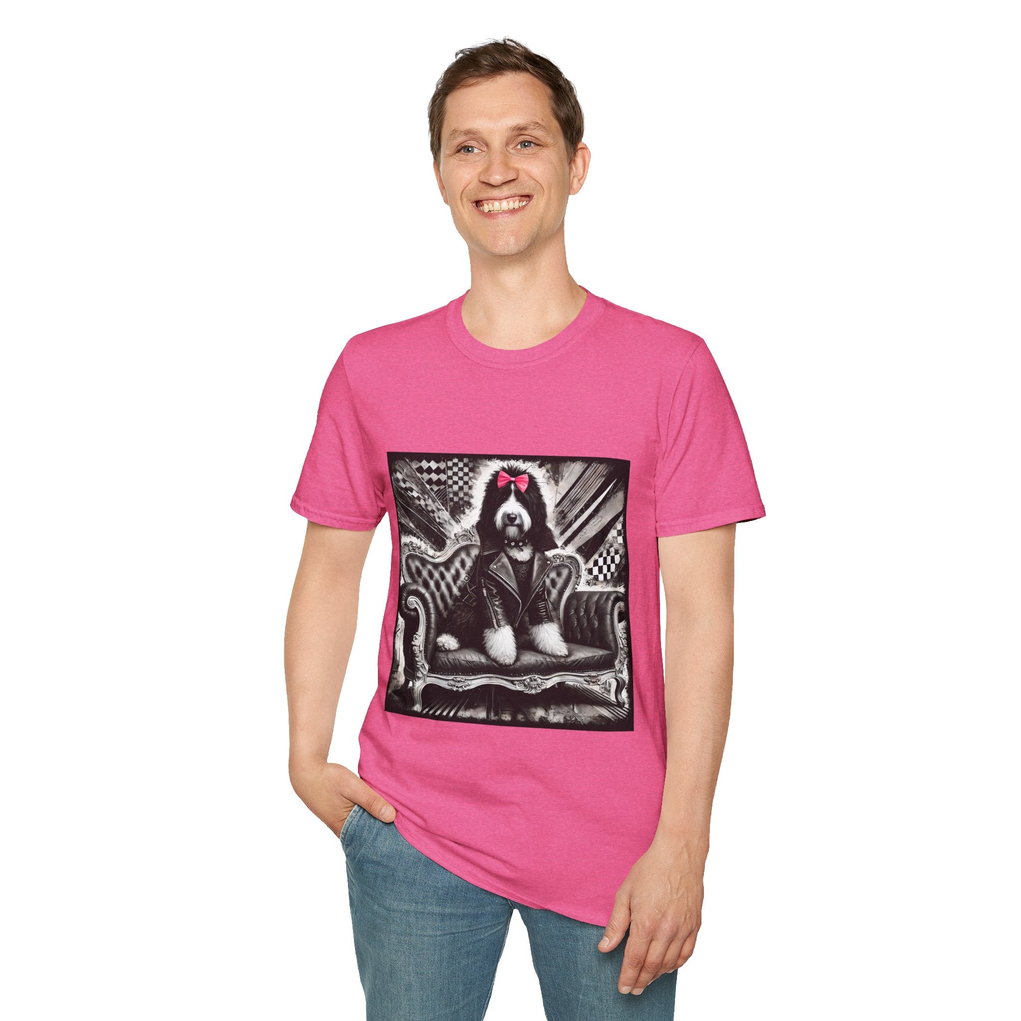 Bernedoodle B&W Pink Bow | Unisex Dog T-Shirt
