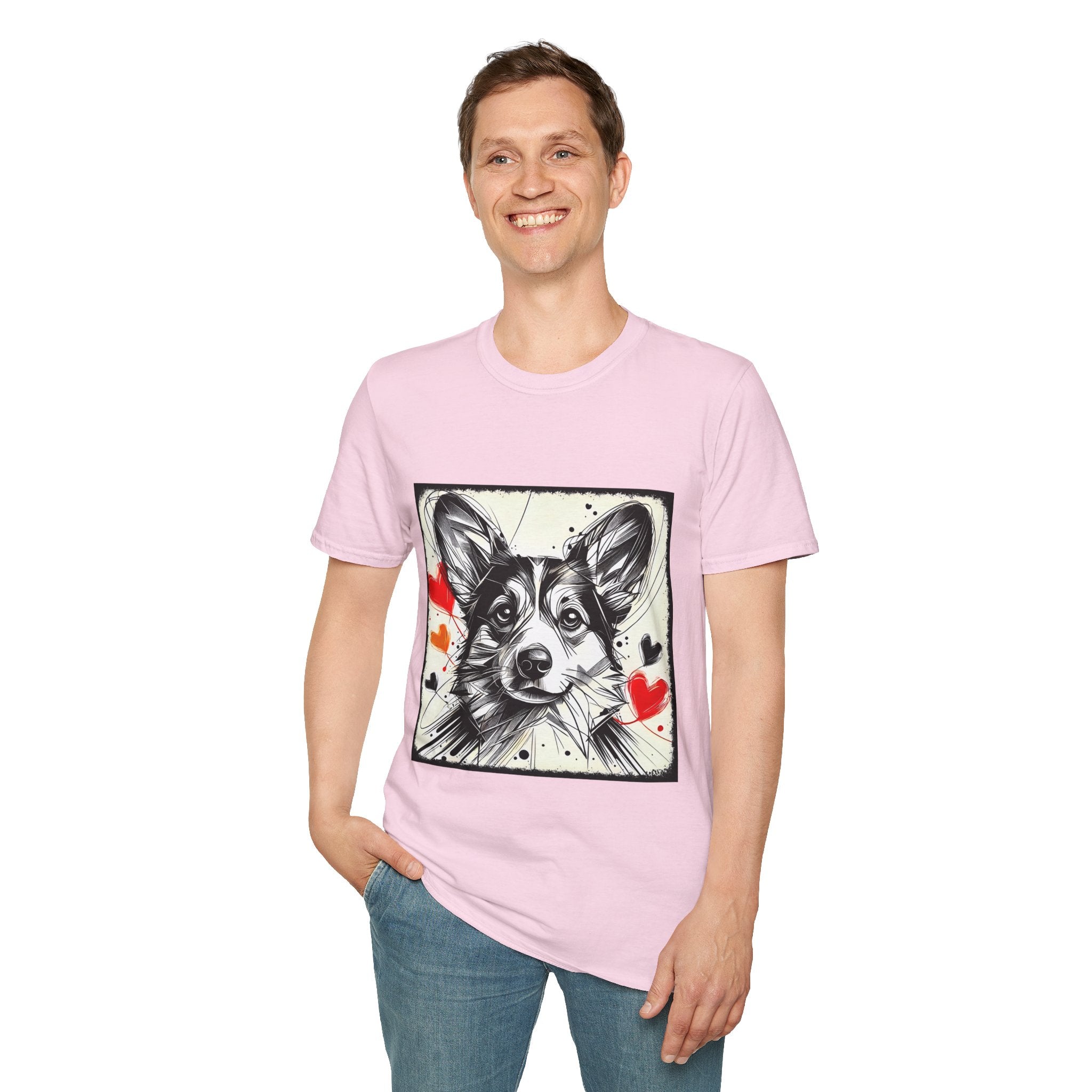 Pembroke Welsh Corgi Bold Heart Sketch | Unisex Dog T-Shirt