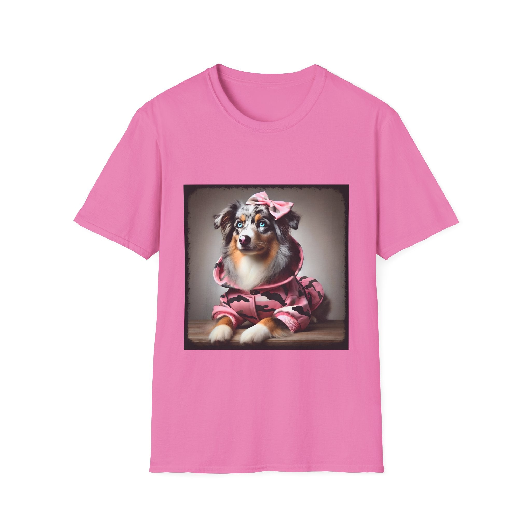 Miniature American Shepherd Pink Camo Cutie | Unisex Dog T-Shirt