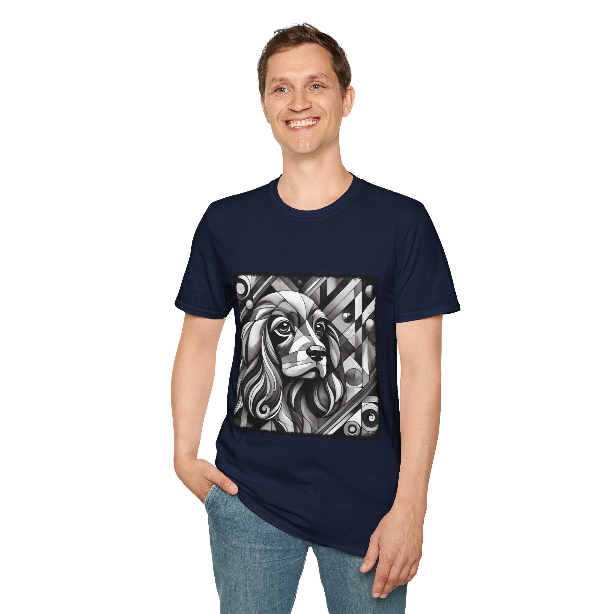 Cocker Spaniel B&W Bold Geometric | Unisex Dog T-Shirt