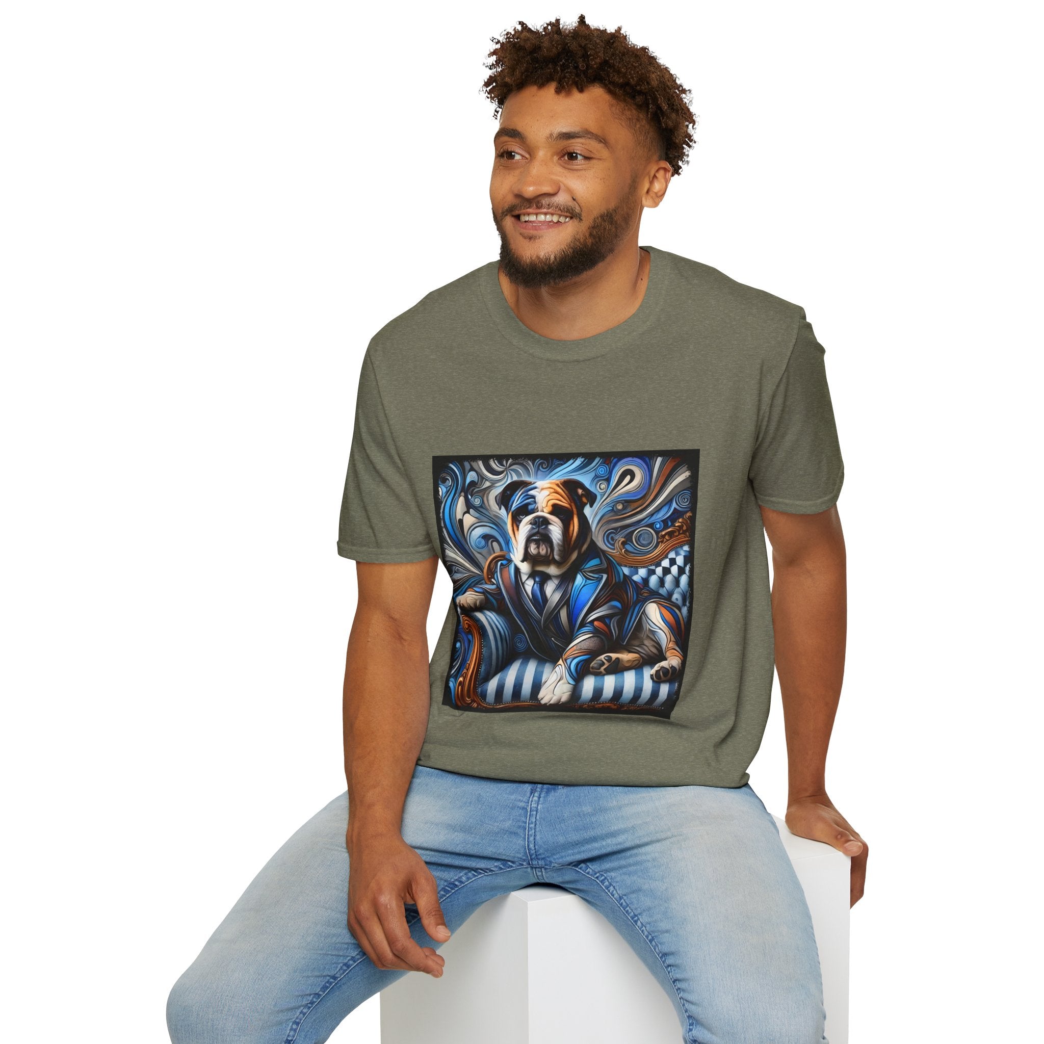 Bulldog Blue Swirl | Unisex Dog T-Shirt
