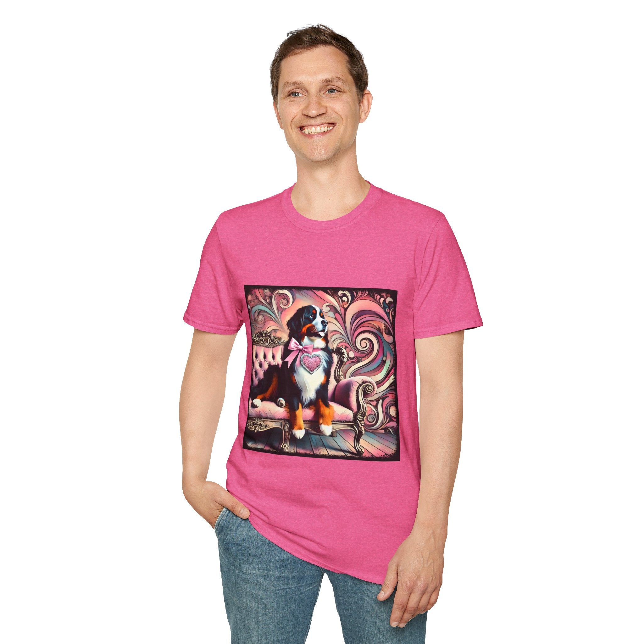 Bernese Mountain Dog Pink Swirl | Unisex Dog T-Shirt