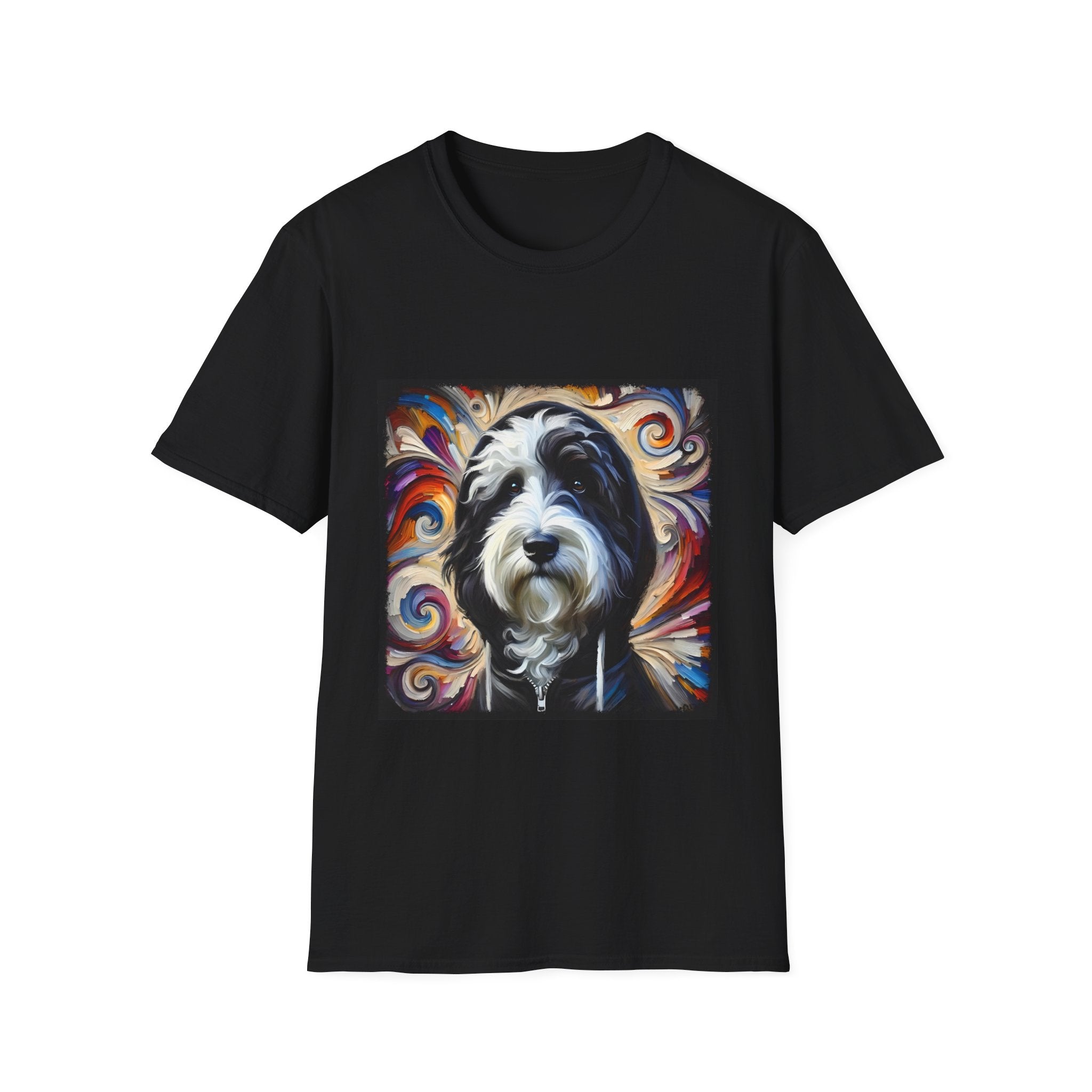 Sheepadoodle Black Hoodie Swirl | Unisex Dog T-Shirt