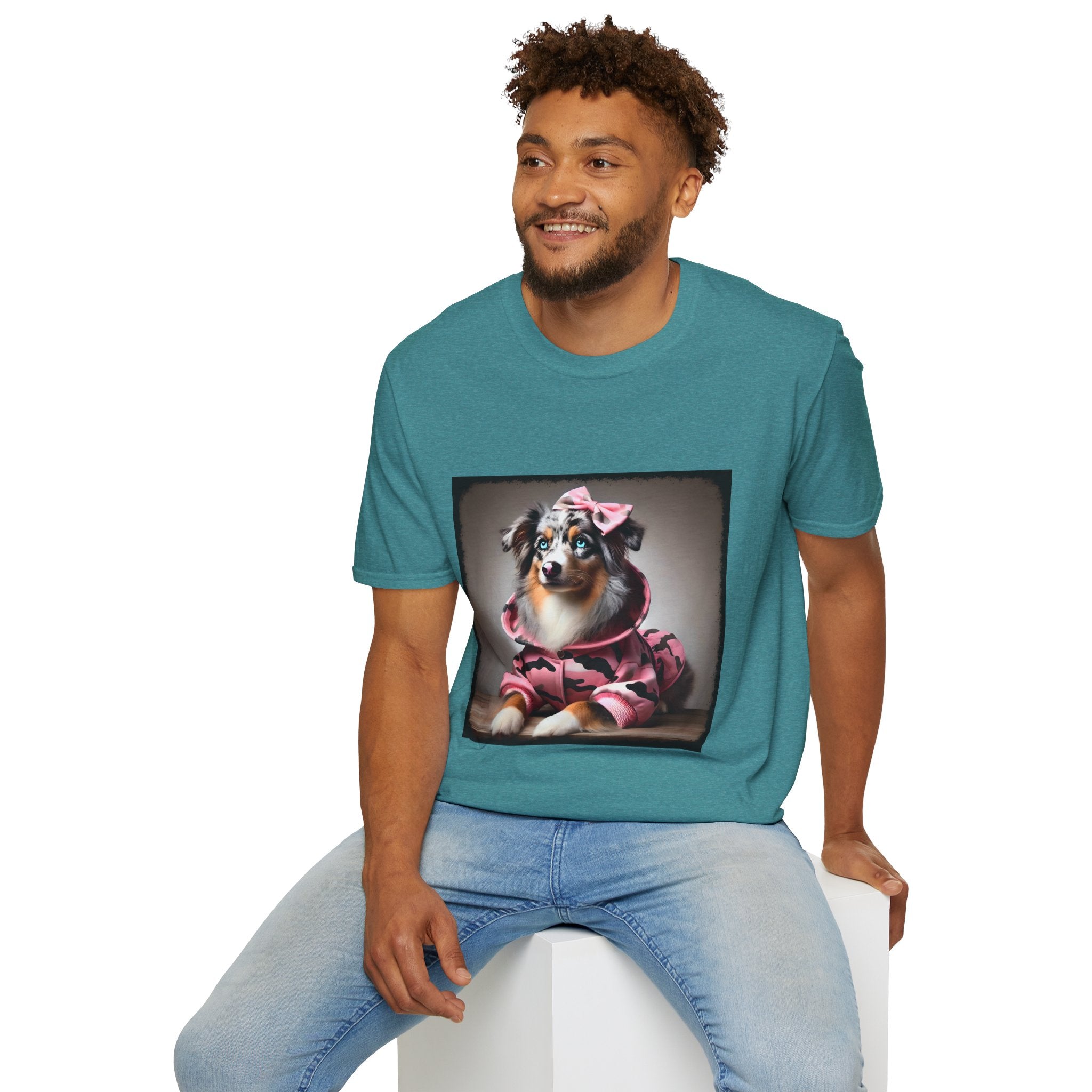 Miniature American Shepherd Pink Camo Cutie | Unisex Dog T-Shirt