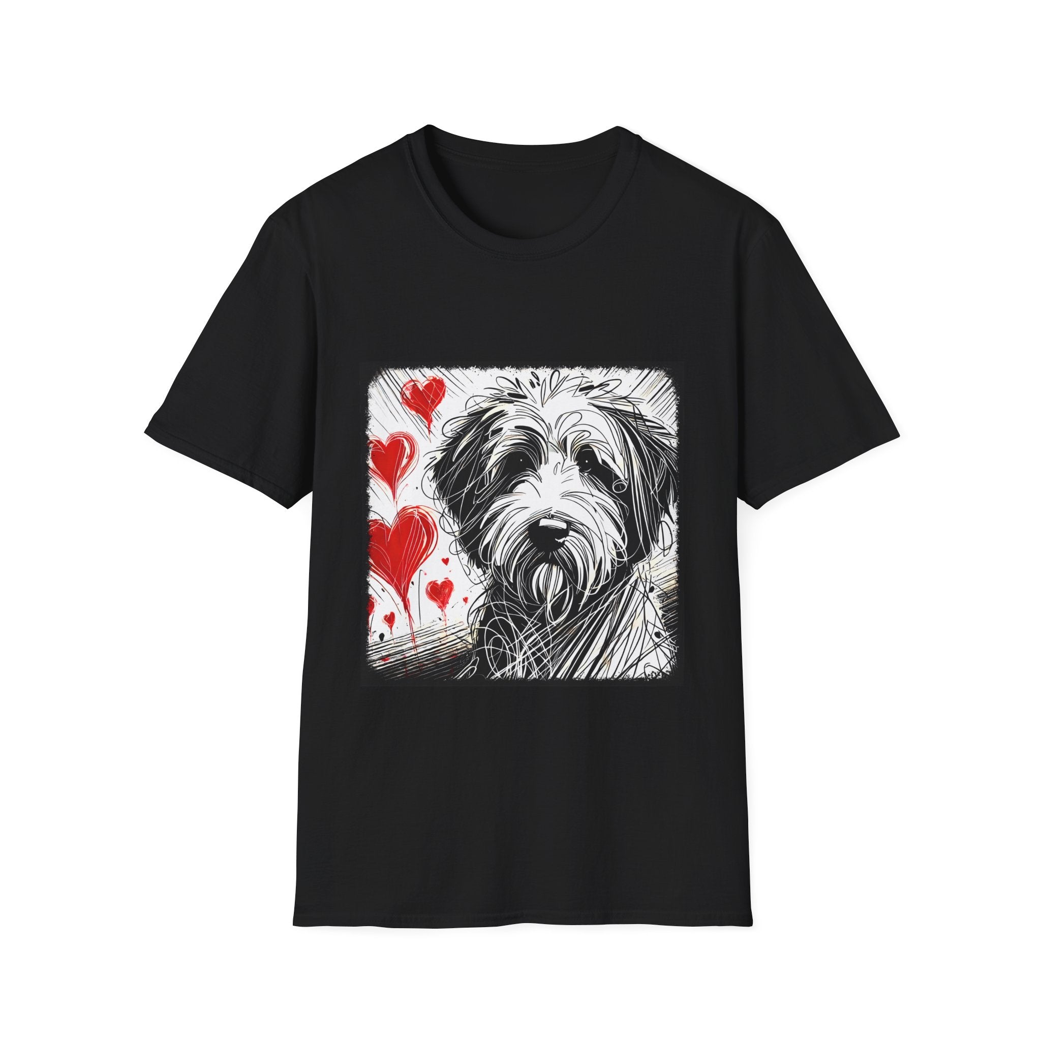 Sheepadoodle Bold Heart Sketch | Unisex Dog T-Shirt