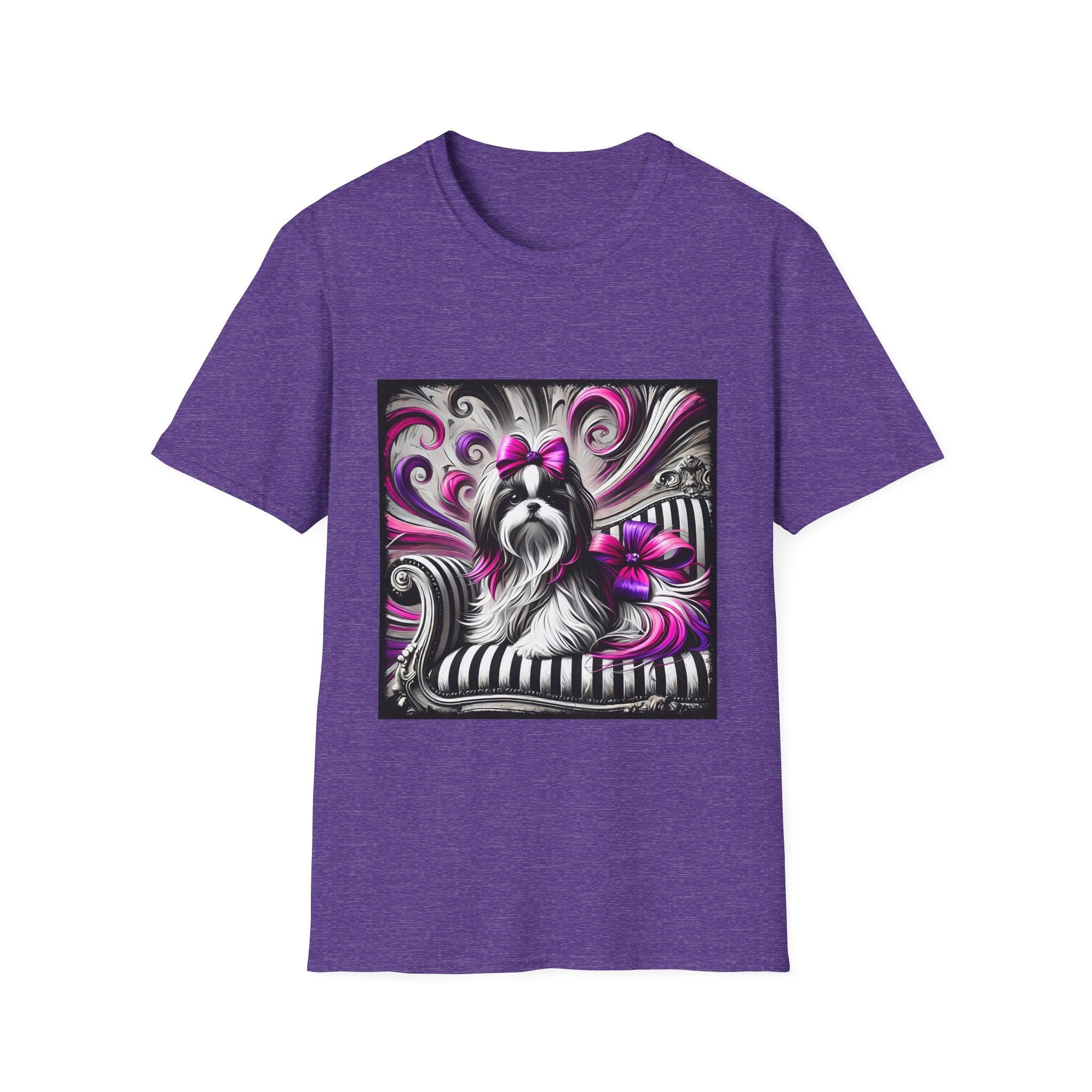 Shih Tzu B&W Pink Bow | Unisex Dog T-Shirt