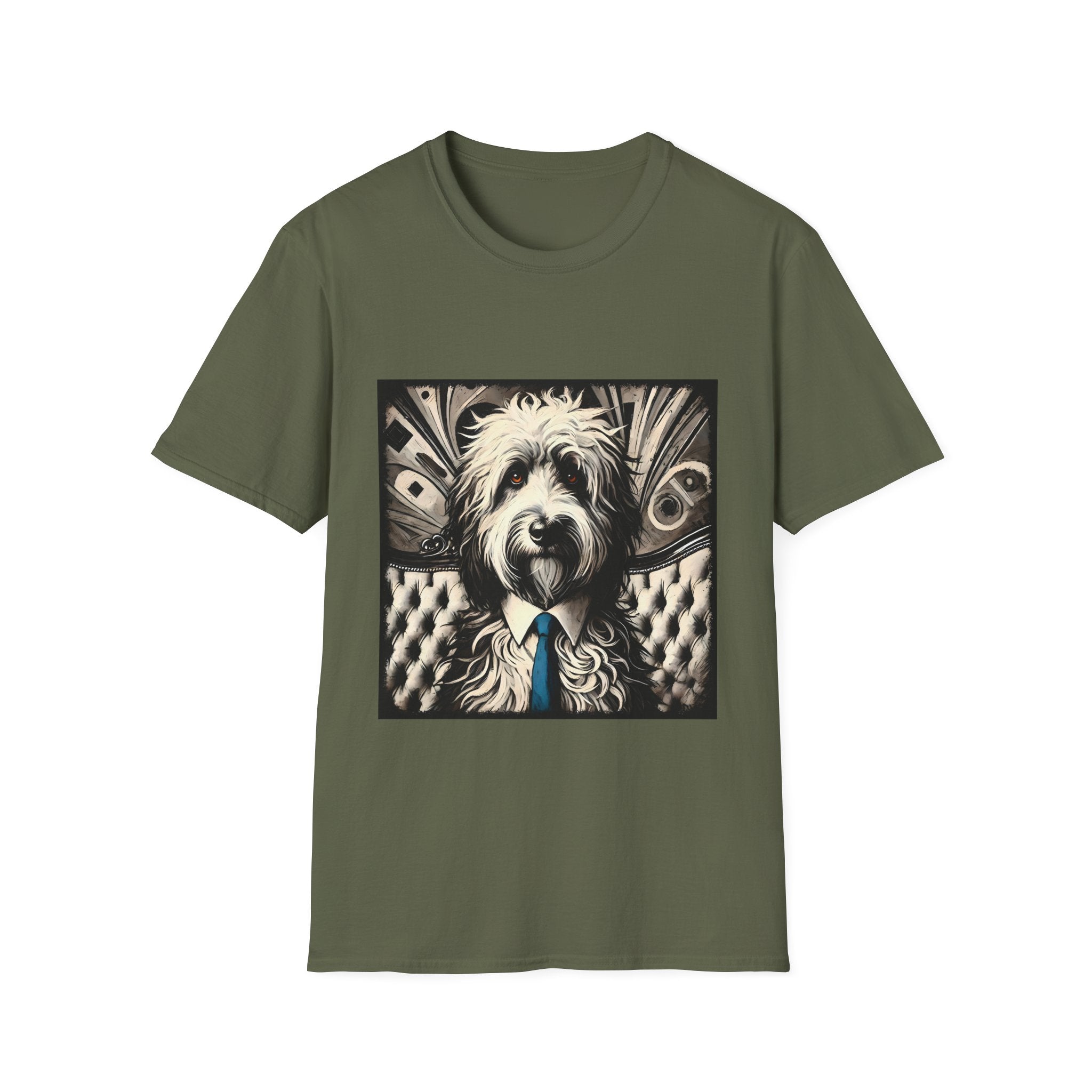 Sheepadoodle B&W Bold Eyes | Unisex Dog T-Shirt
