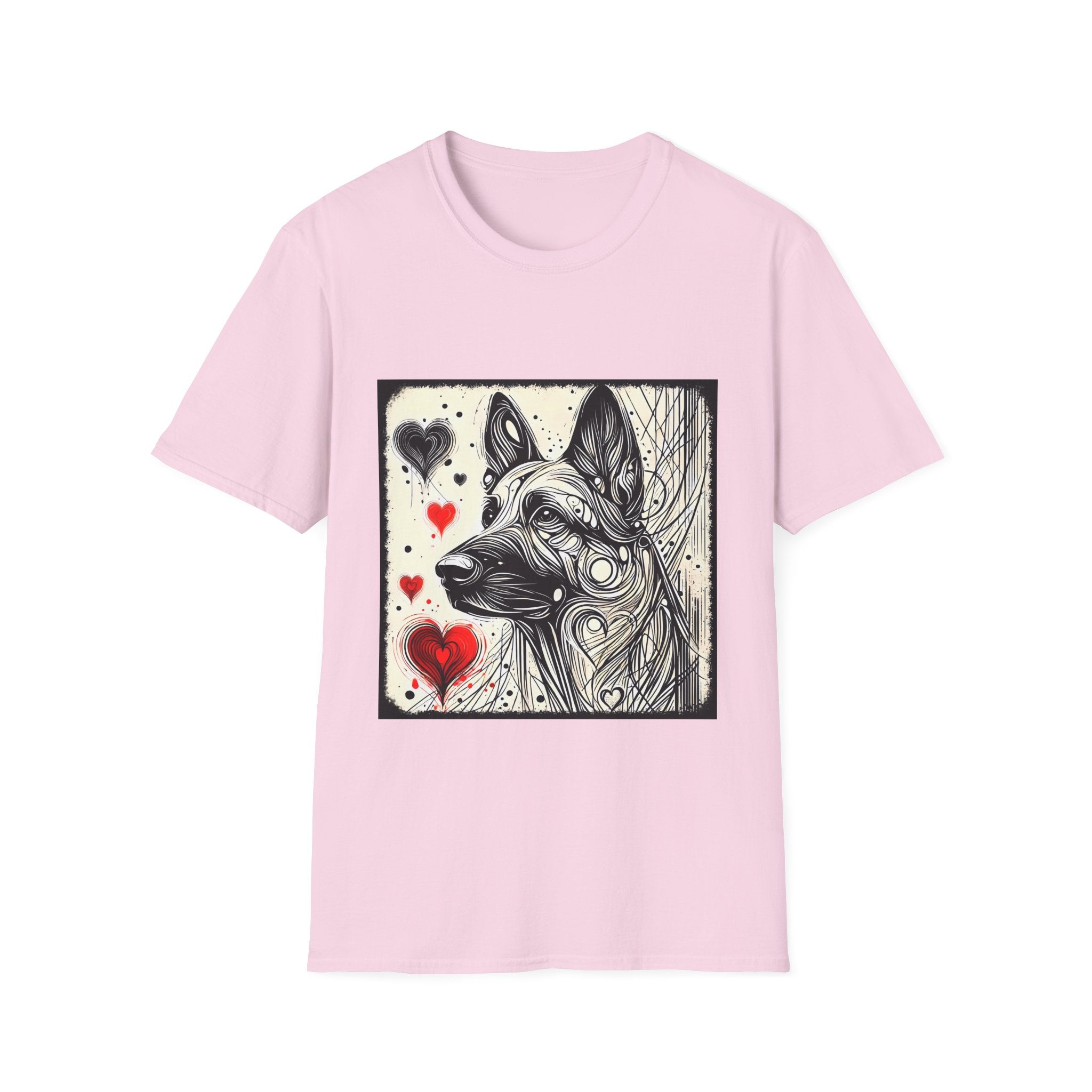 German Shepherd Bold Heart Sketch | Unisex Dog T-Shirt