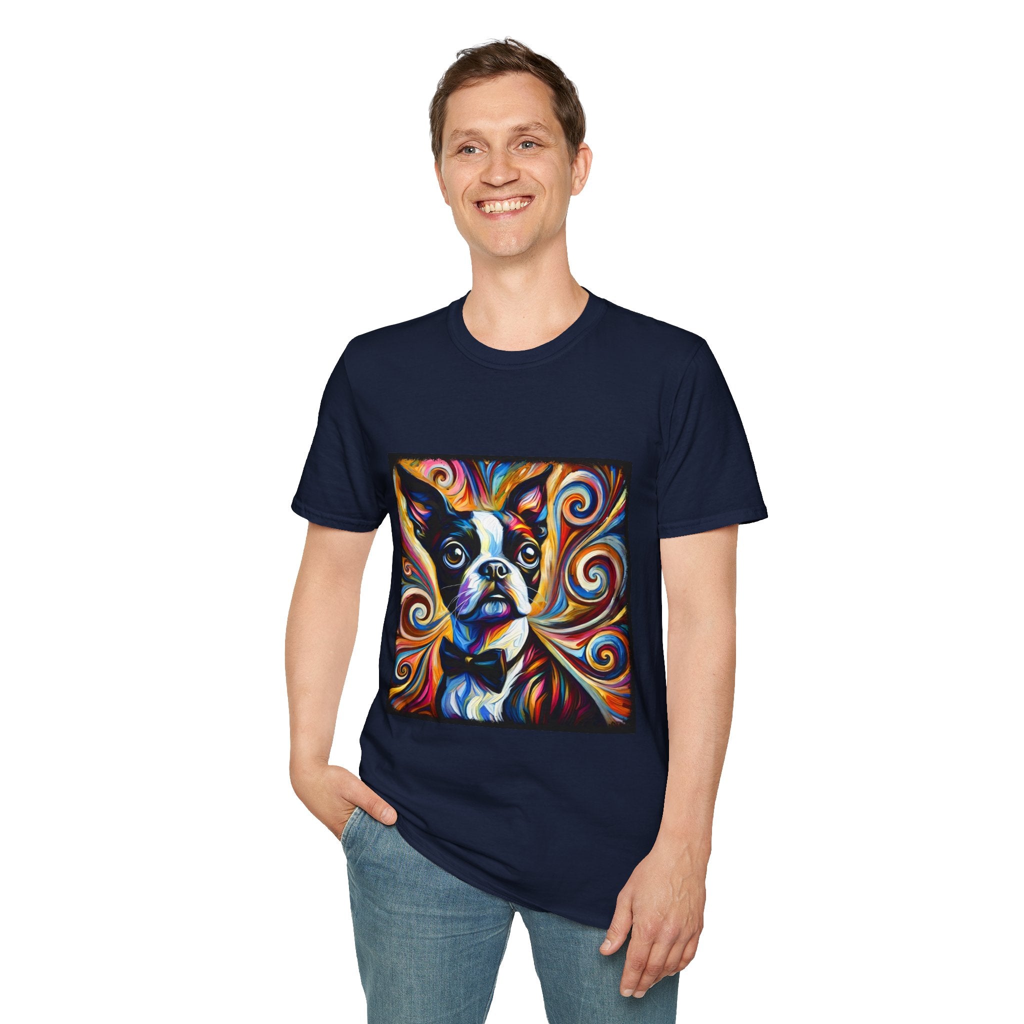 Boston Terrier Bowtie Swirl | Unisex Dog T-Shirt