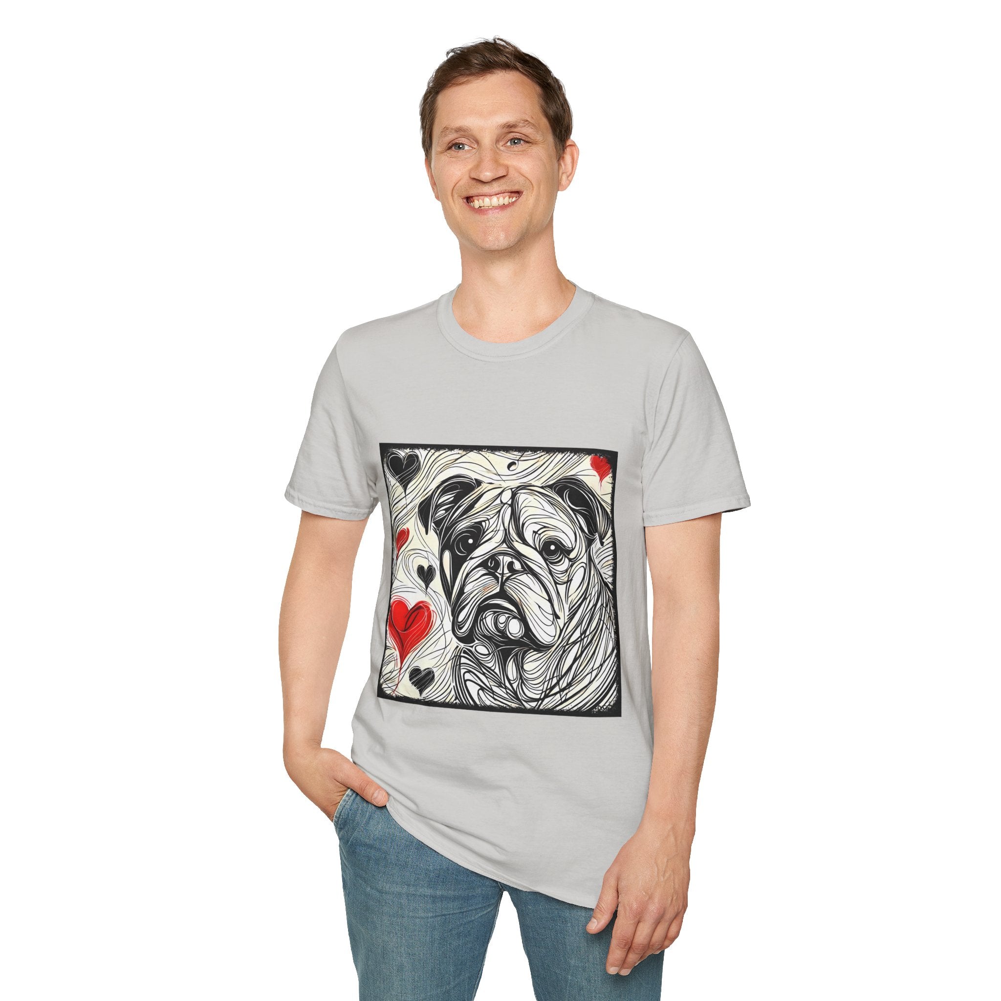 Bulldog Bold Heart Sketch | Unisex Dog T-Shirt