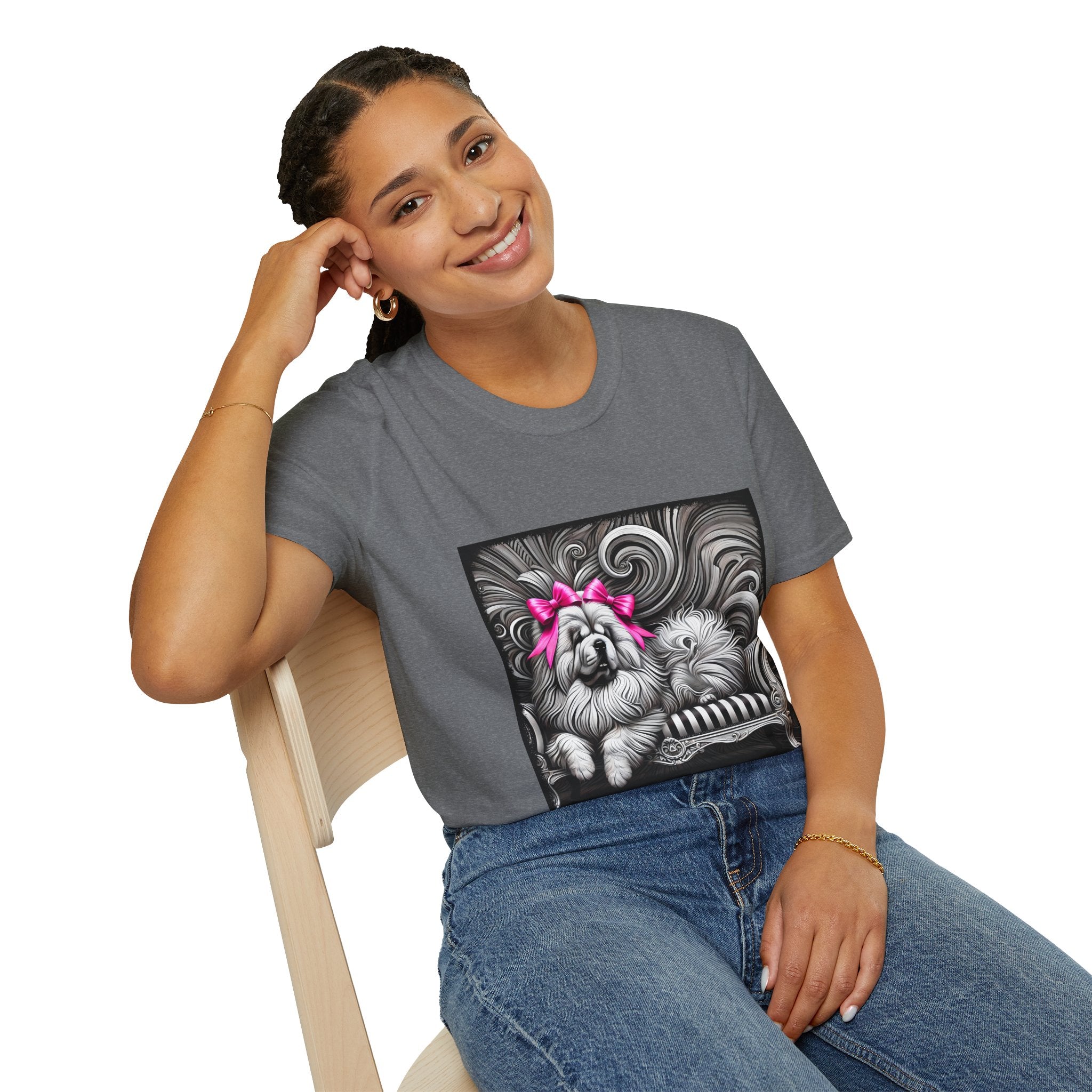 Chow Chow B&W Pink Bow | Unisex Dog T-Shirt