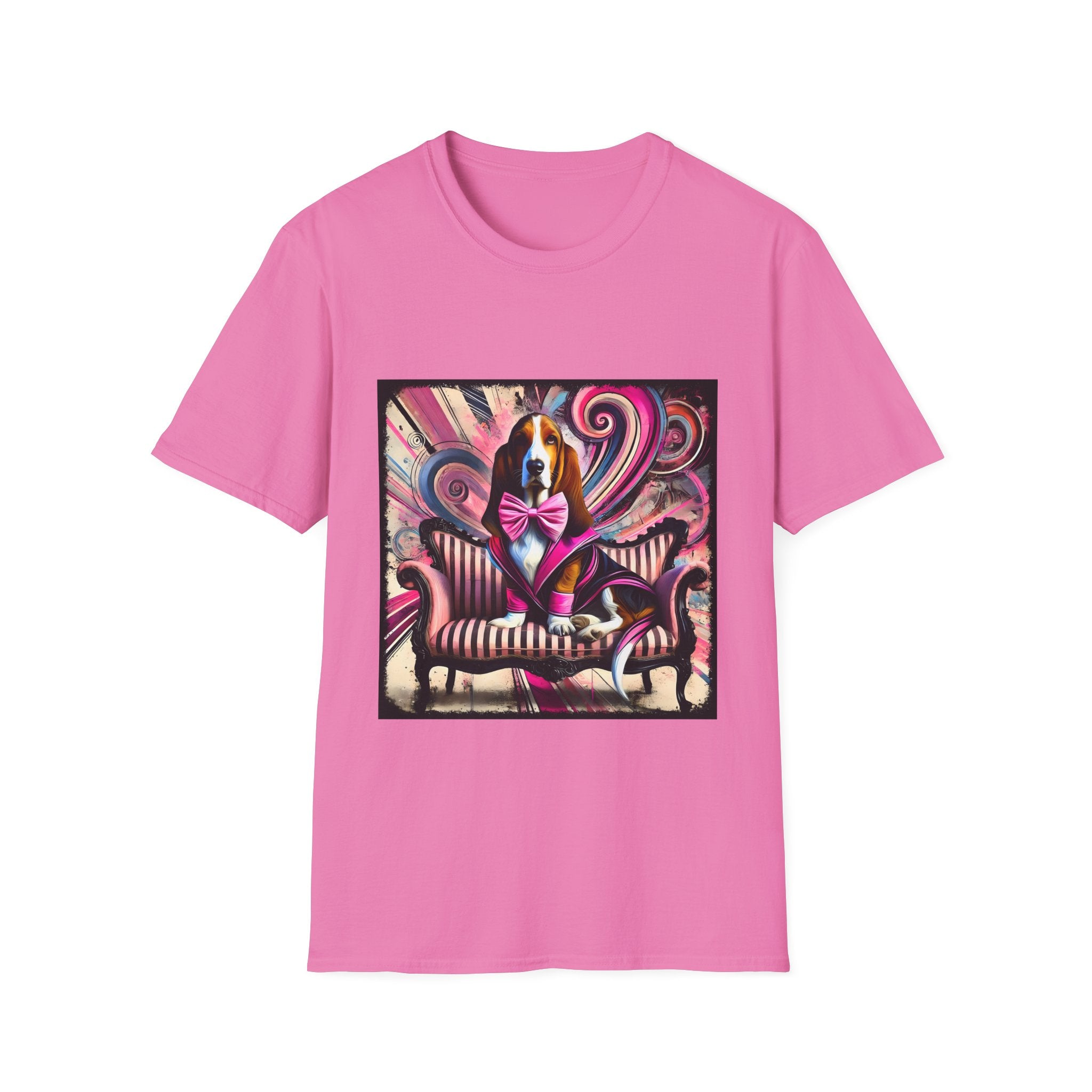 Basset Hound Pink Swirl Bold | Unisex Dog T-Shirt