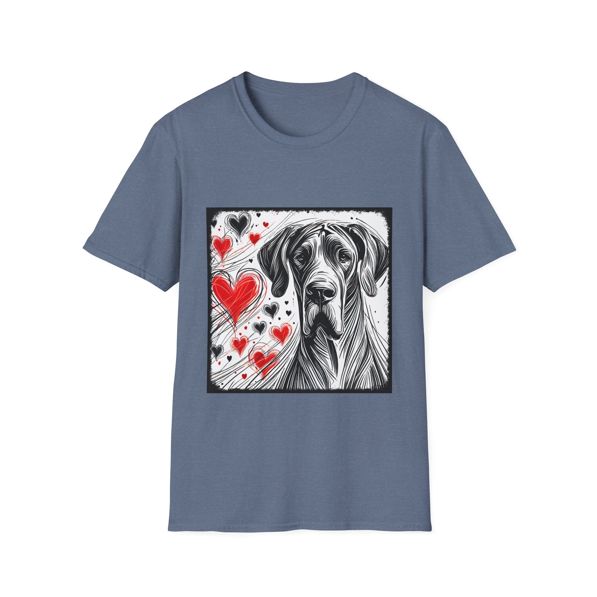 Great Dane Bold Heart Sketch | Unisex Dog T-Shirt