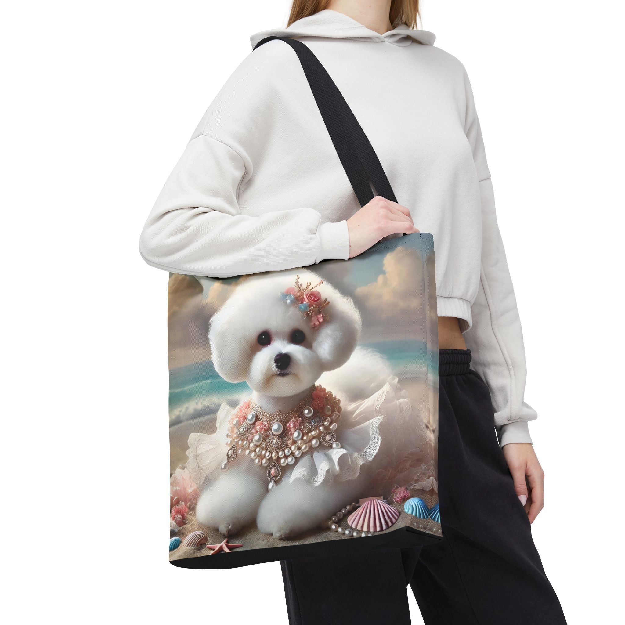 Bichon Frise Beach Beauty | Dog Themed Tote Bag