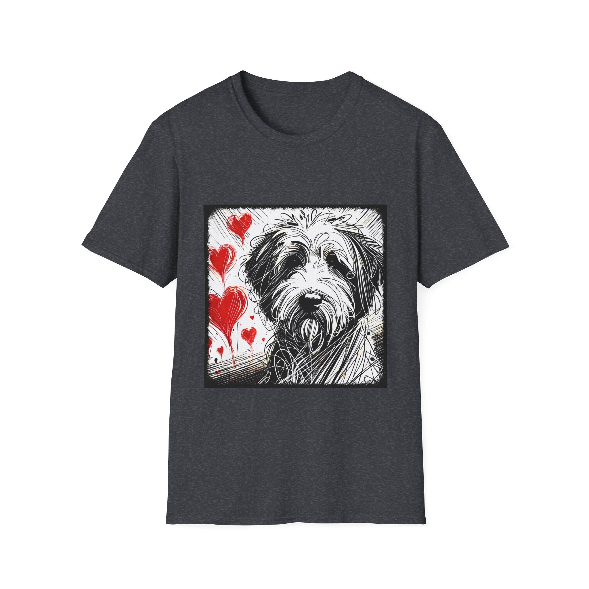 Sheepadoodle Bold Heart Sketch | Unisex Dog T-Shirt