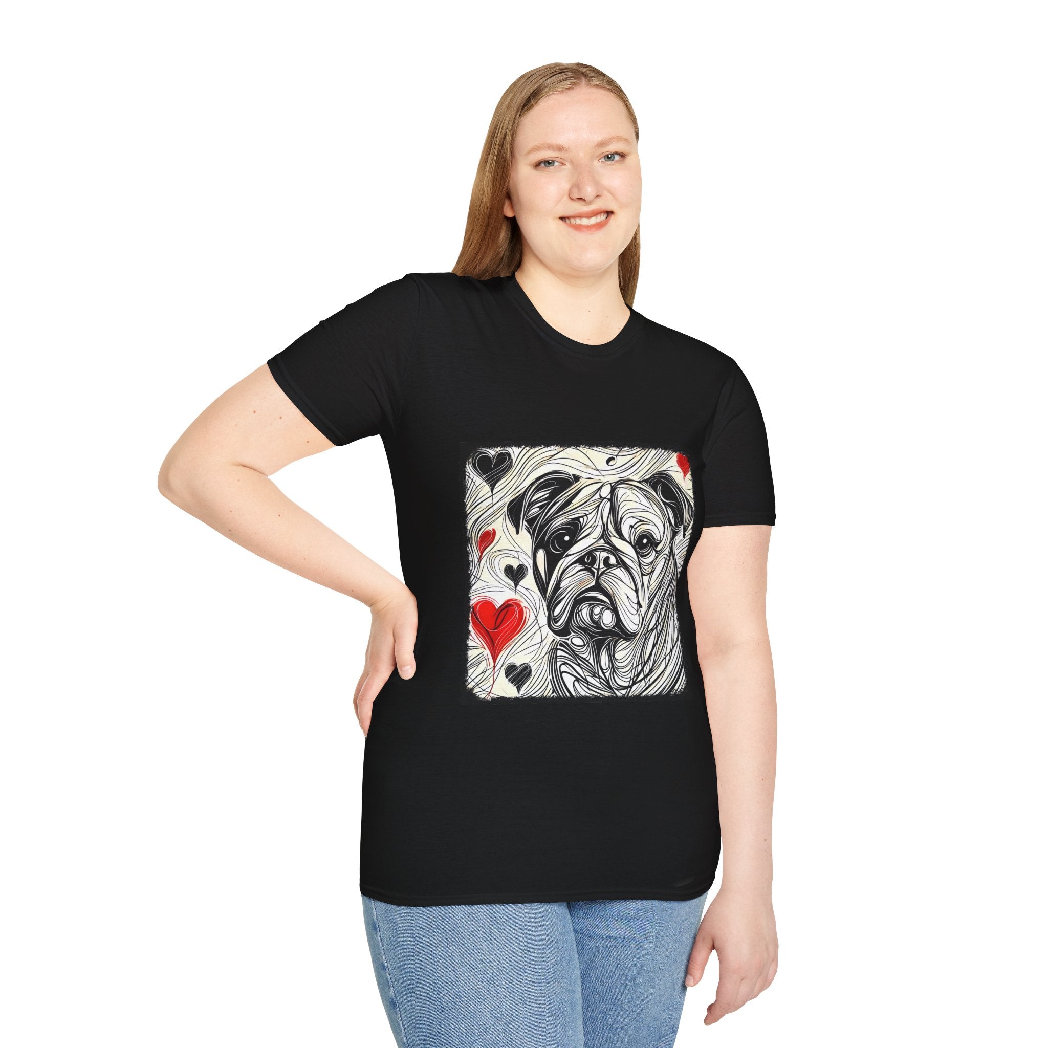 Bulldog Bold Heart Sketch | Unisex Dog T-Shirt