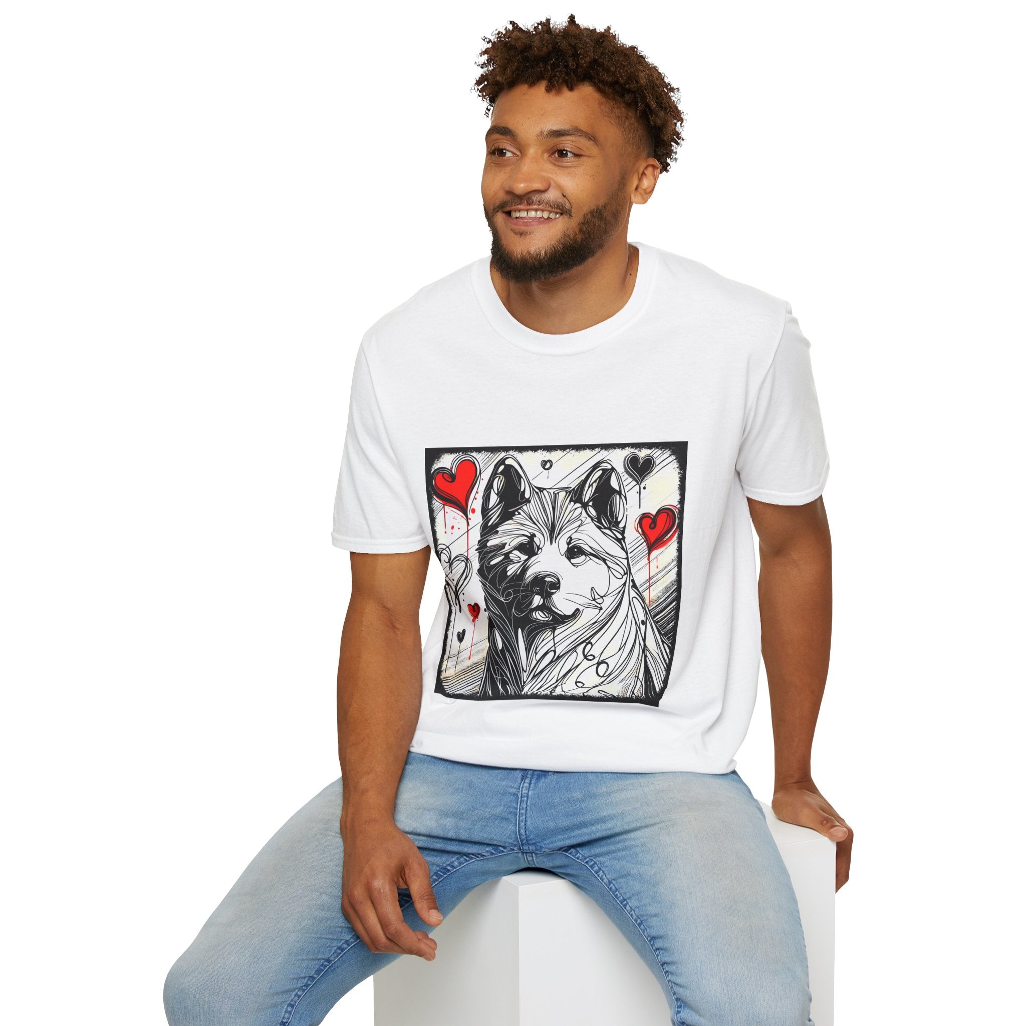 Akita Bold Heart Sketch | Unisex Dog T-Shirt